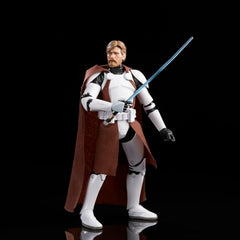 STAR WARS Black Series Clone Commander Obi-Wan on display for shelf-ready presentation.