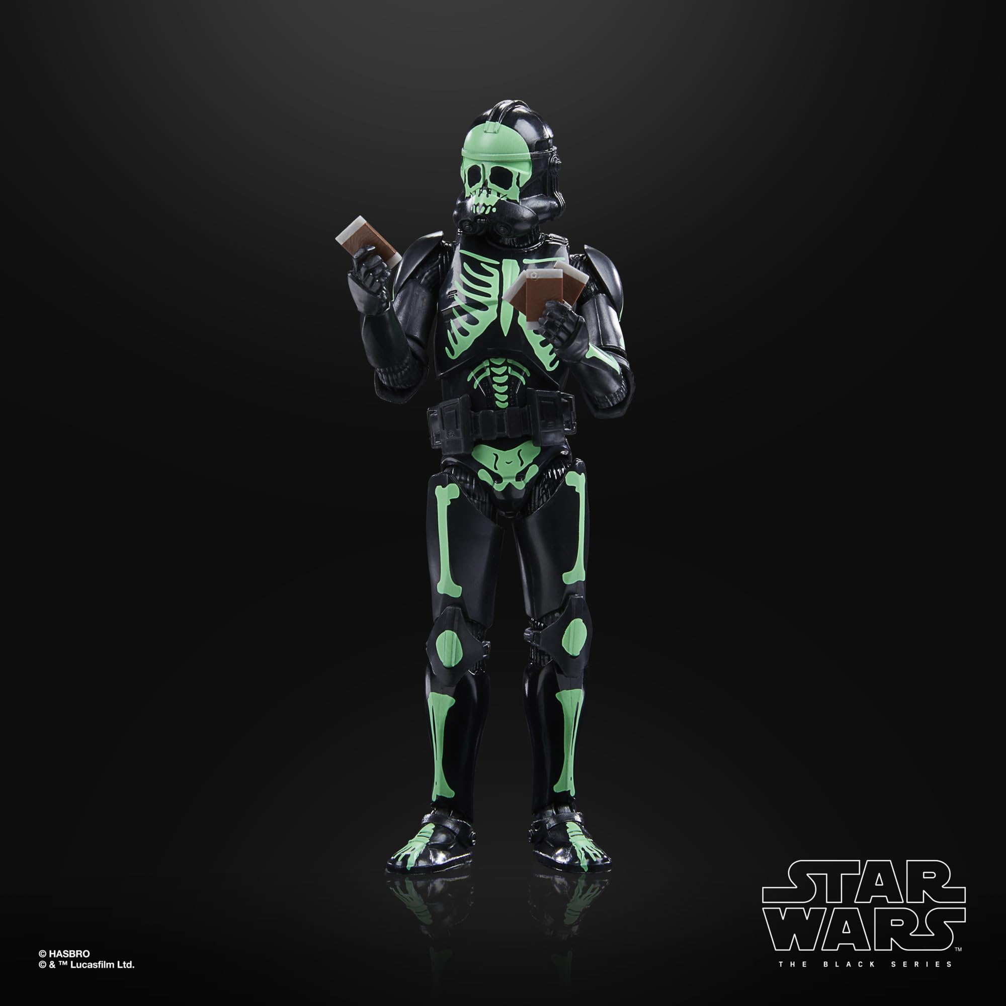 STAR WARS The Black Series Clone Trooper Halloween Edition action-ready poseability shot.