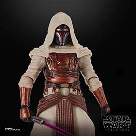 Jedi Knight Revan cloaked in white robes shown with premium deco and poseability.