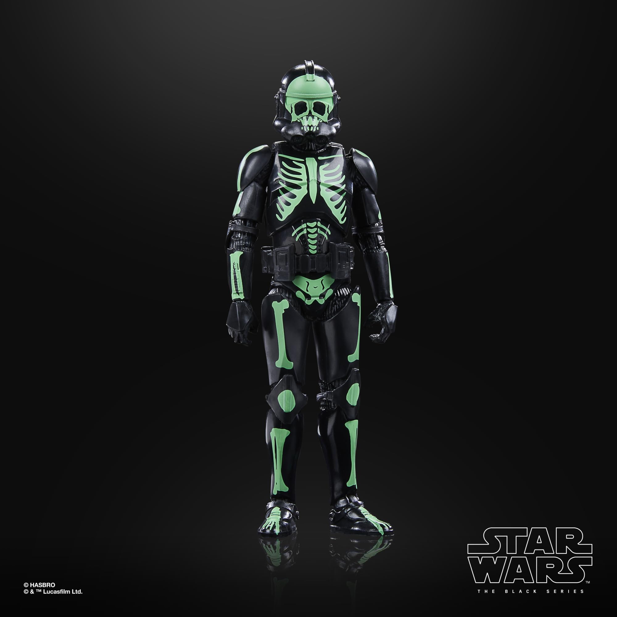 STAR WARS The Black Series packaging and figure with holiday-themed deco.