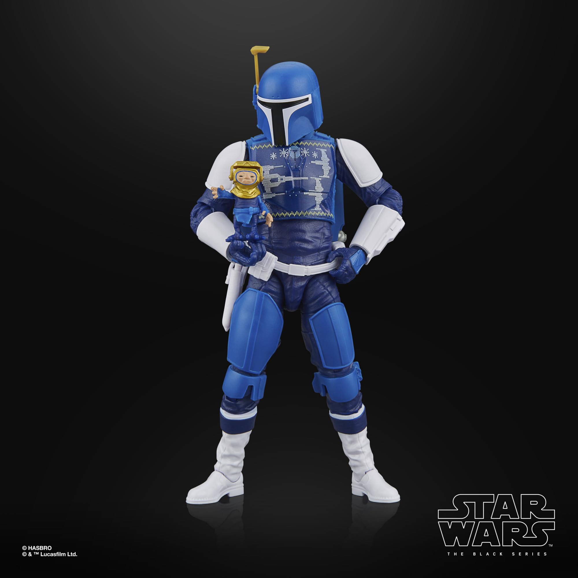 STAR WARS Mandalorian Scout Holiday Edition articulation demonstrated in an action-ready pose.
