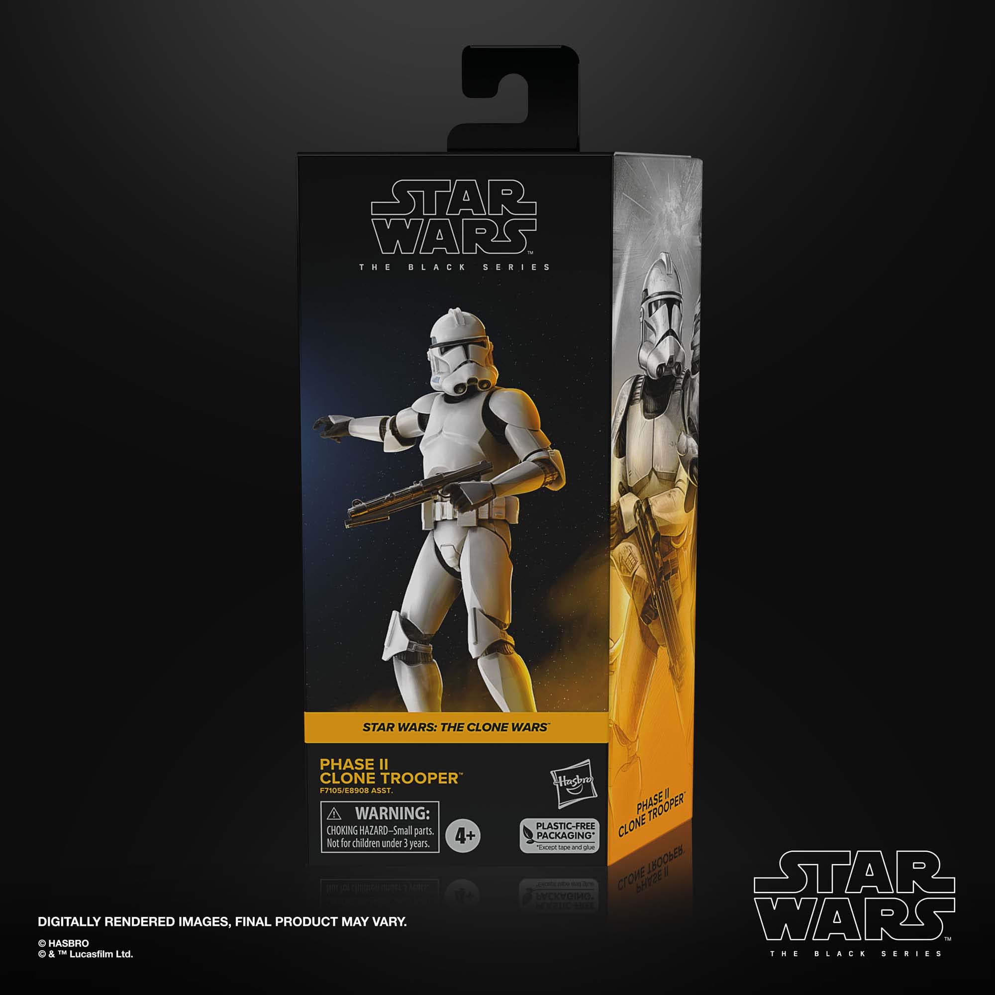 STAR WARS Black Series Phase II Clone Trooper helmet detail ideal for collectors.