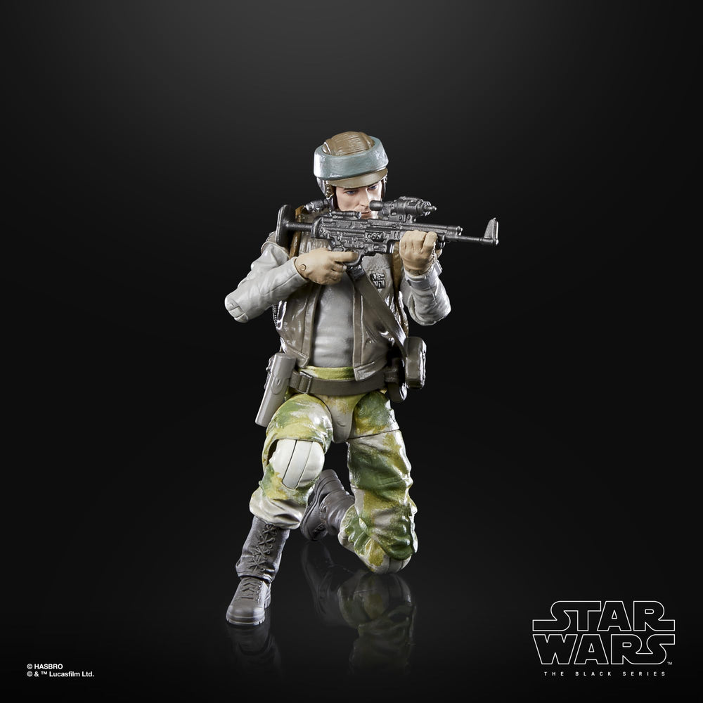 STAR WARS The Black Series Rebel Trooper Endor articulation close-up for pose options.