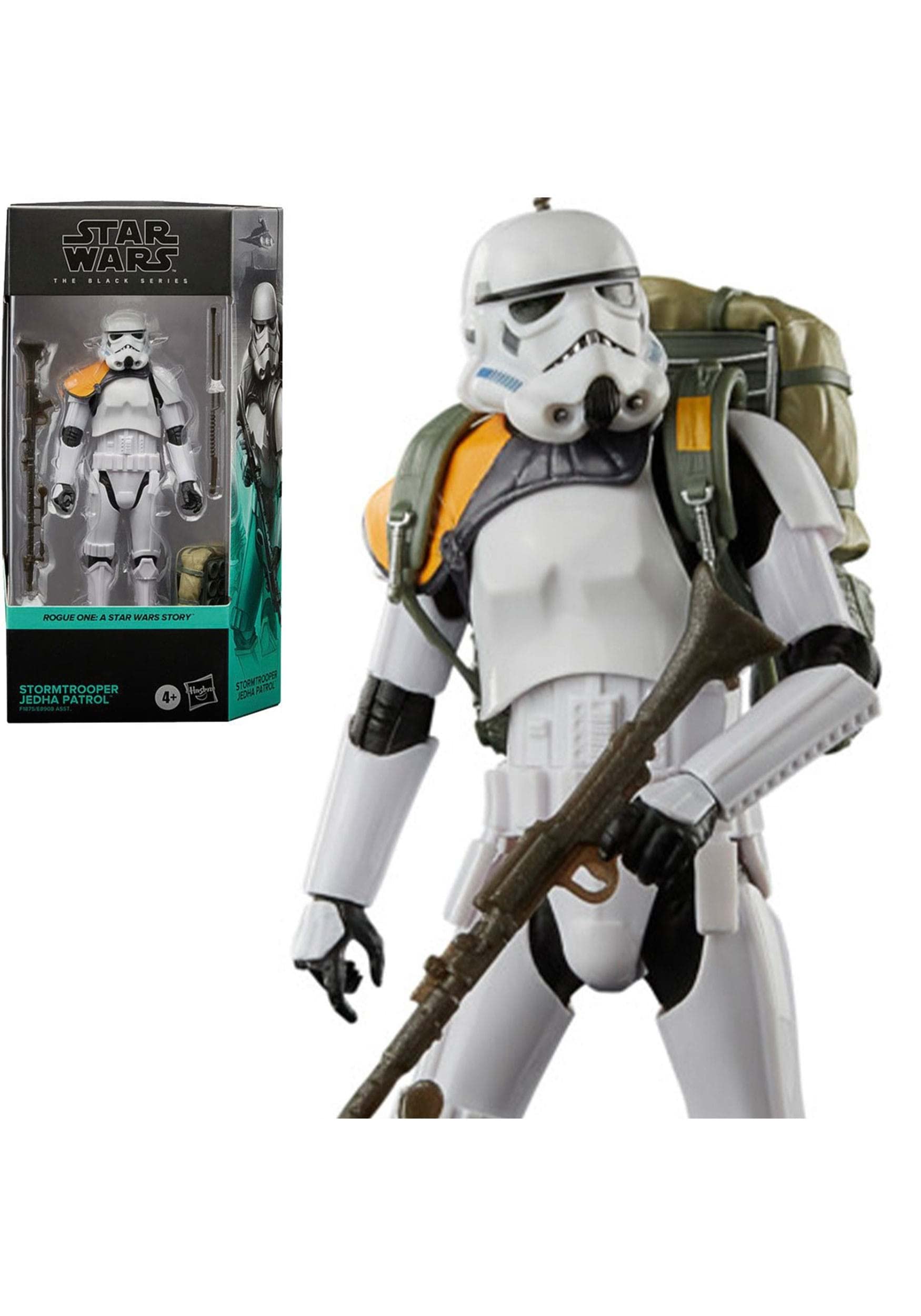 Star Wars The Black Series Stormtrooper Jedha Patrol figure shows premium poseability for dynamic display.