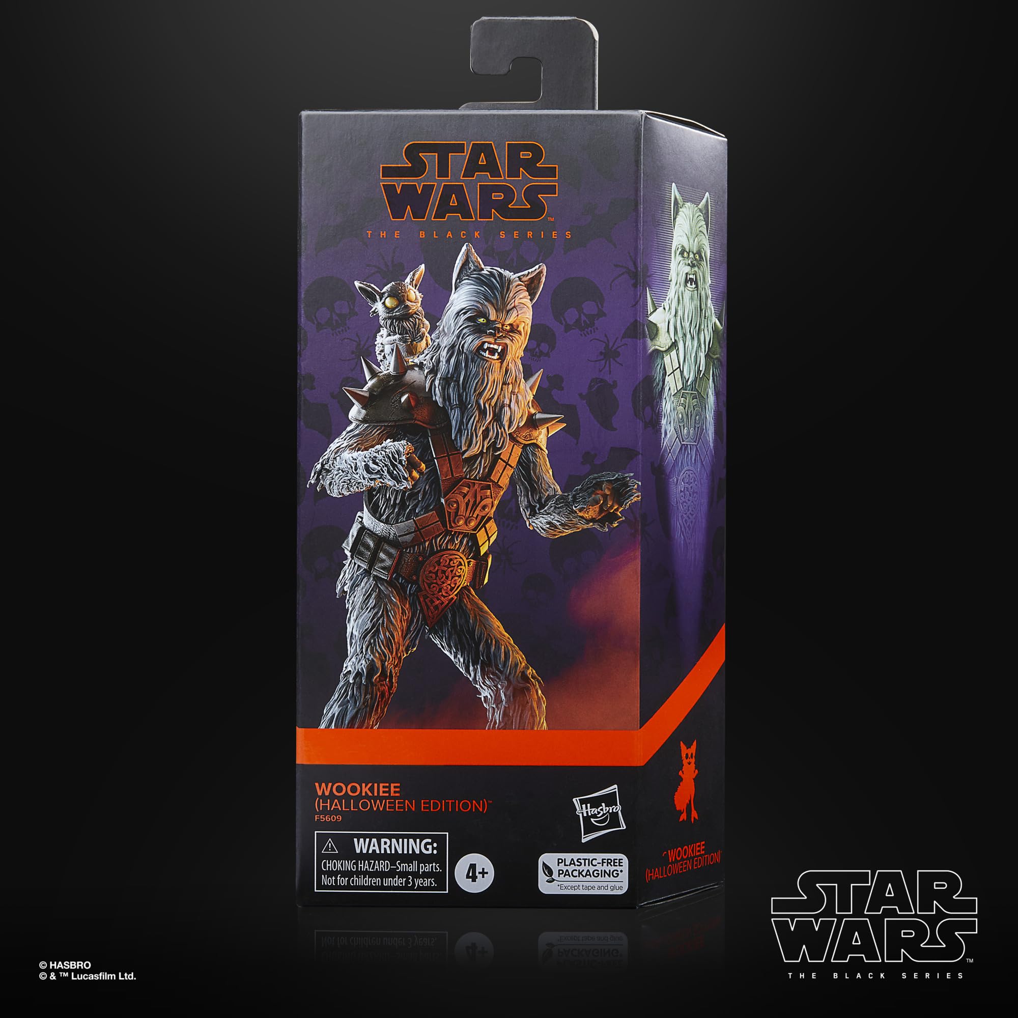 STAR WARS Black Series Wookiee Halloween Edition packaging highlighting seasonal deco and premium detailing.