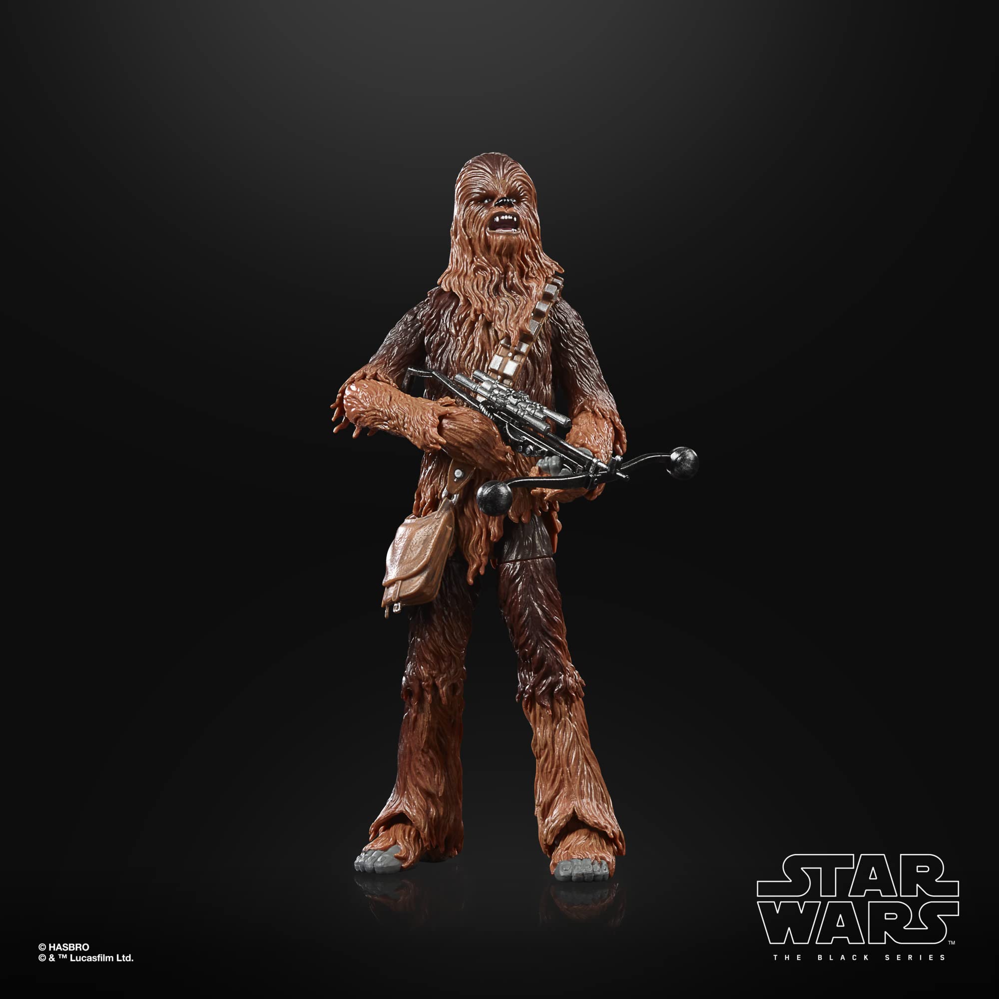 STAR WARS Chewbacca display-ready figure fits alongside other Black Series collectibles.