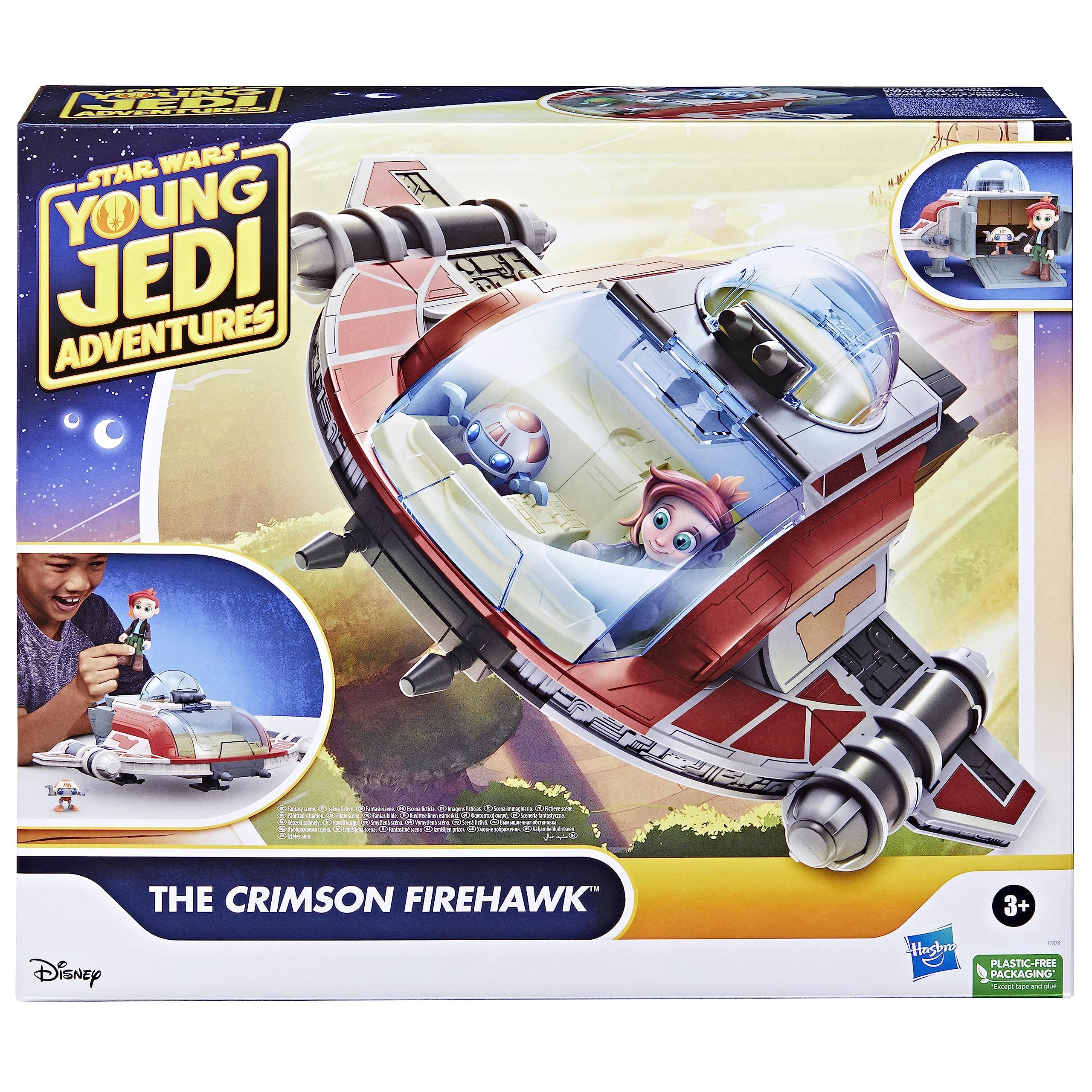 Star Wars Crimson Firehawk canopy open to place figures mid-journey in the space cockpit.