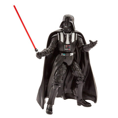 Star Wars Darth Vader talking action figure close-up highlighting cape and helmet for display.