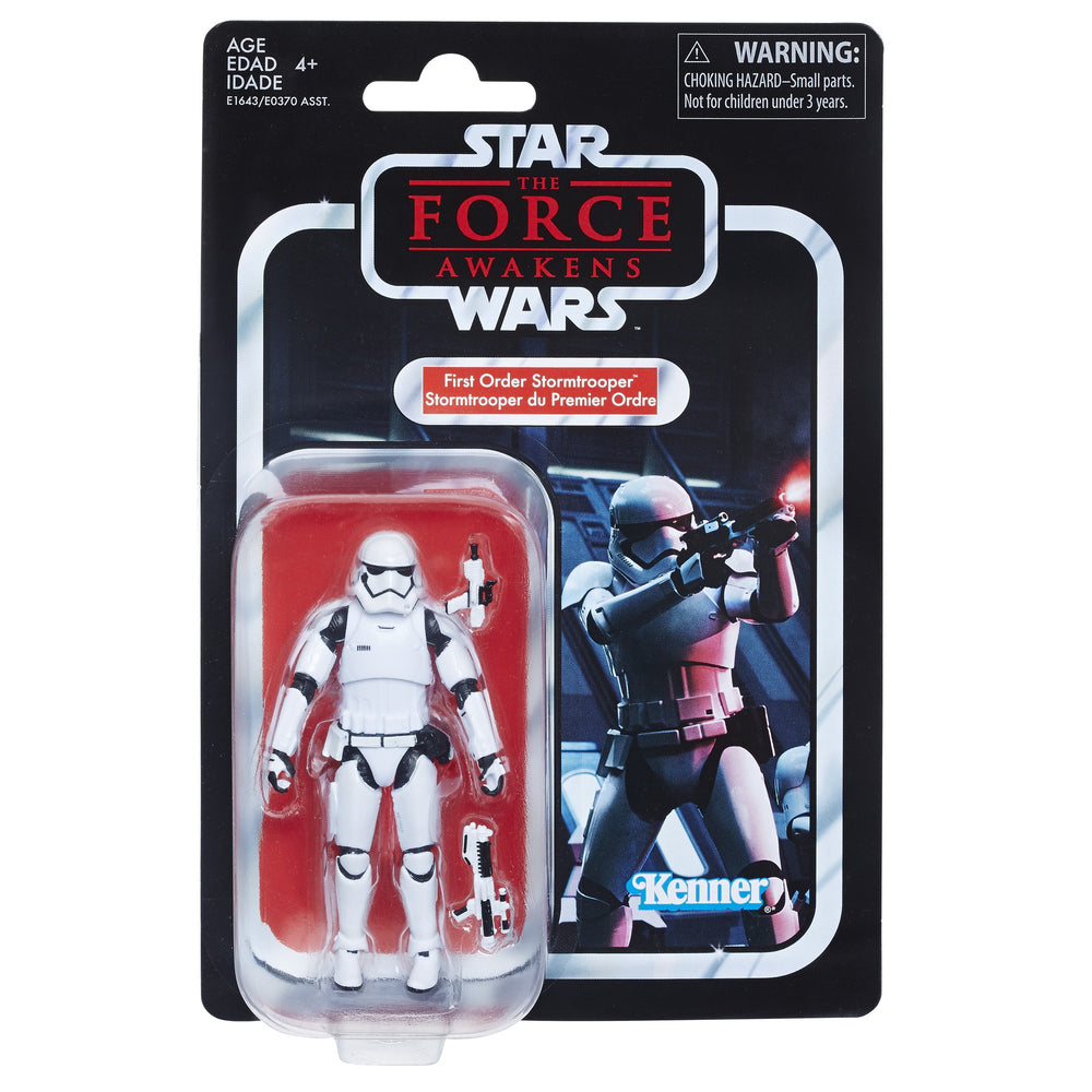 Star Wars E1643 First Order Stormtrooper figure packaging showcases authentic presentation for gifting