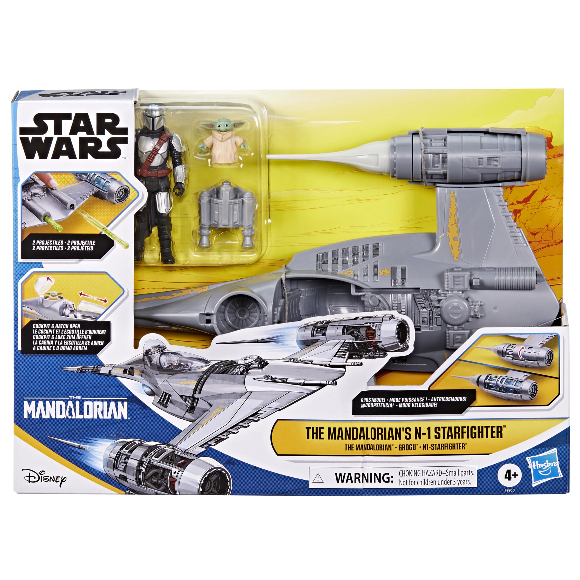 STAR WARS Mandalorian figure seated in cockpit of N-1 Starfighter for action adventures