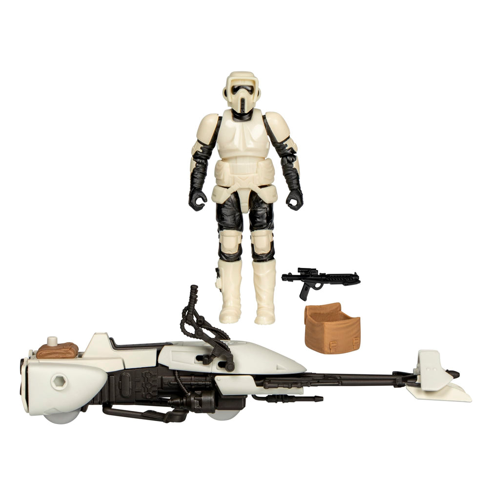 Star Wars Epic World 4-inch scout trooper figure shows articulation for dynamic poses.