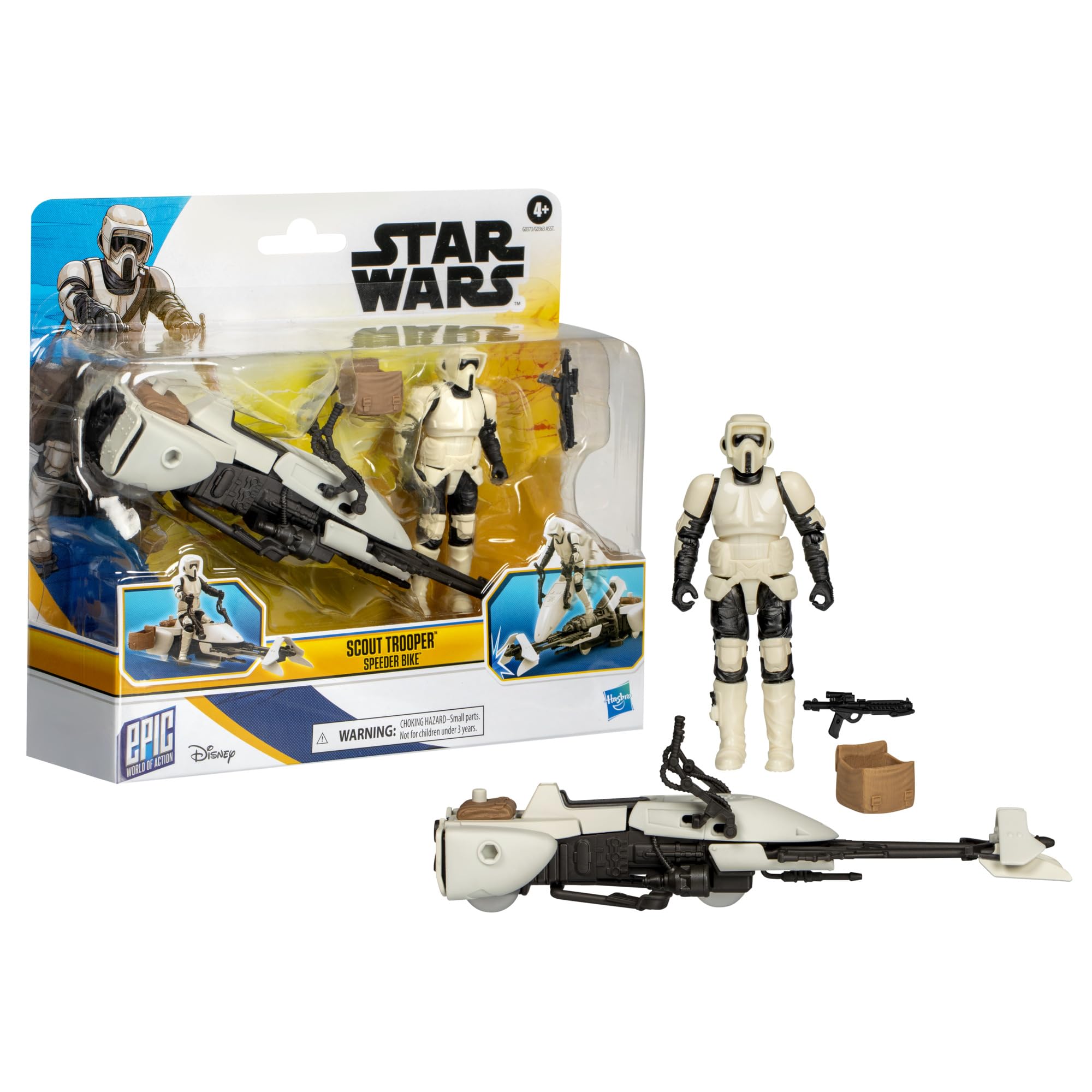Star Wars Epic World Scout Trooper on speeder bike offers fast pretend chases.