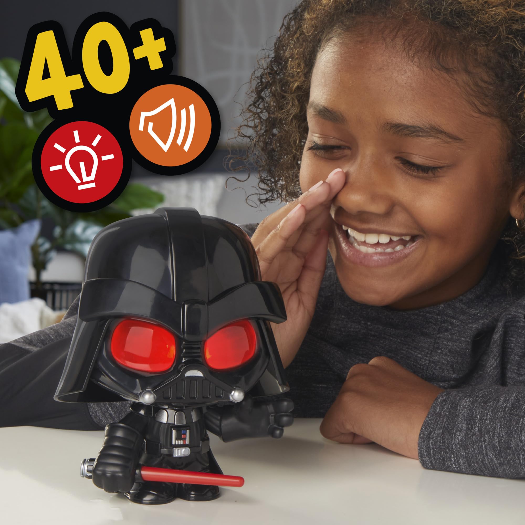 STAR WARS Force N Telling Vader eyebrows poseable for playful expressions.