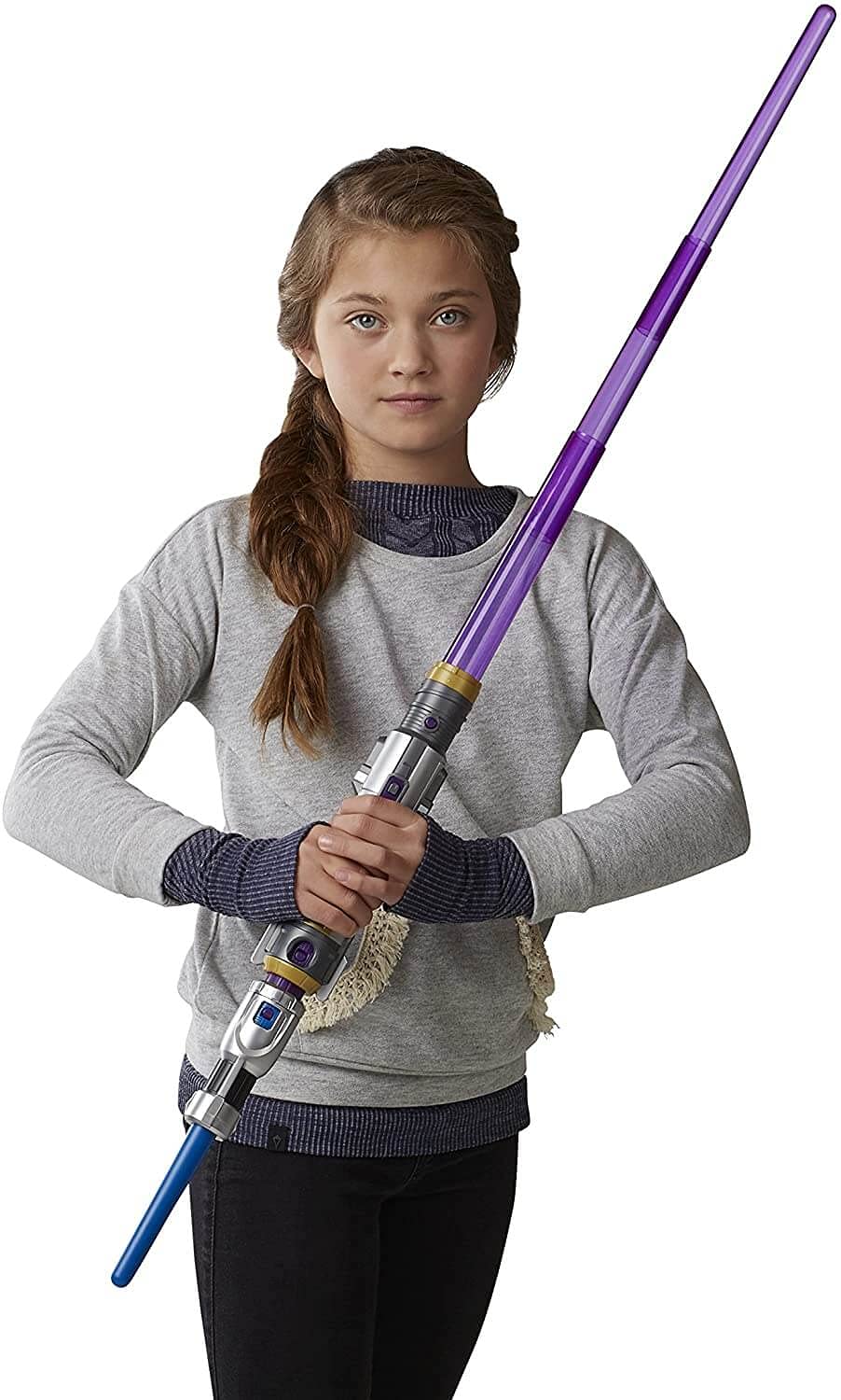 Star Wars Forces of Destiny light dagger attachment connects to the hilt for dual blade play
