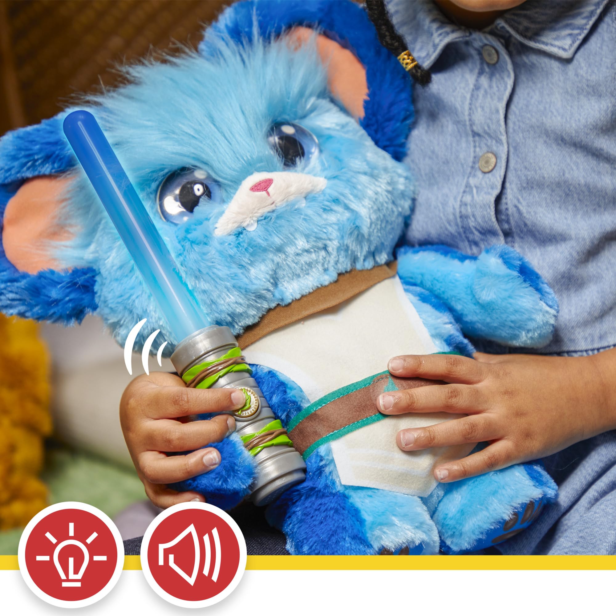 Squeezing Nubs' tummy triggers friendly sounds for imaginative play.