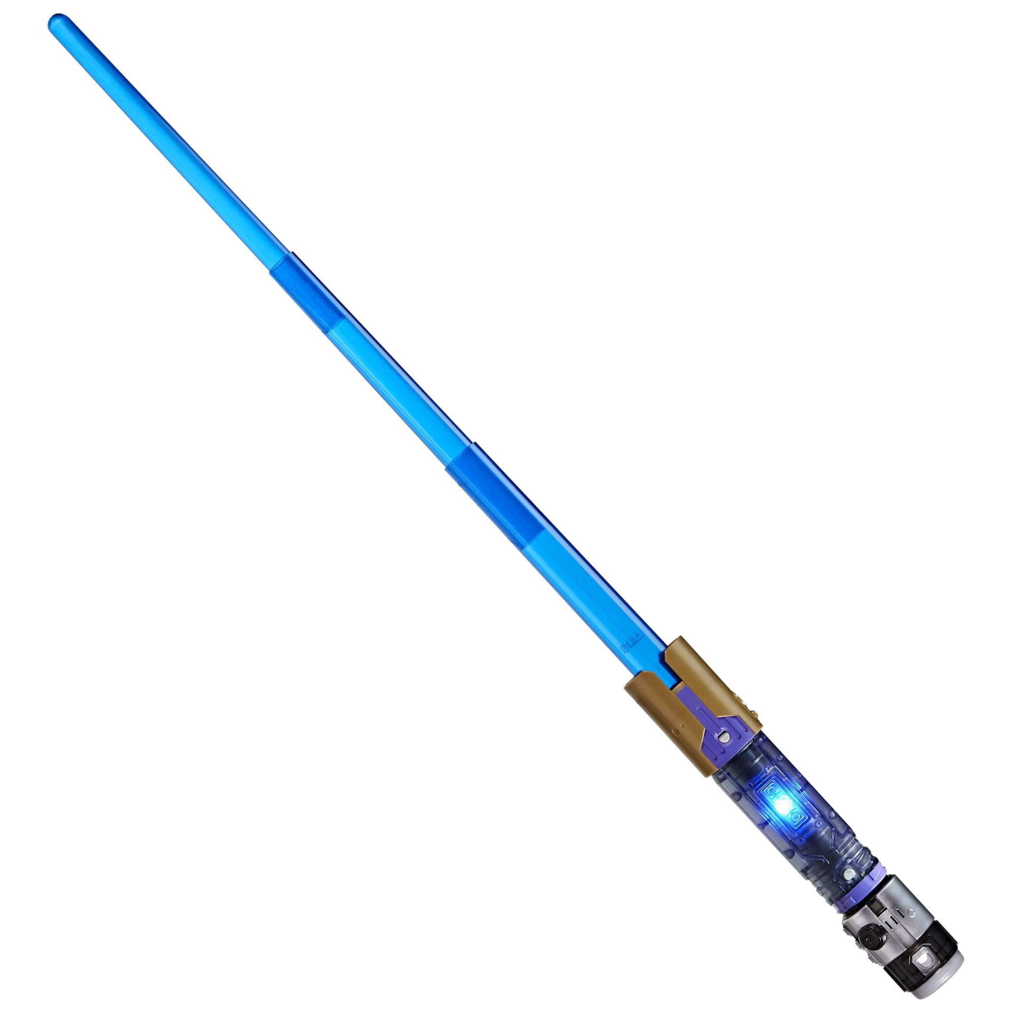 Star Wars Lightsaber Forge Kyber Core Sol blade extension showing the extendable blue blade for epic duels.