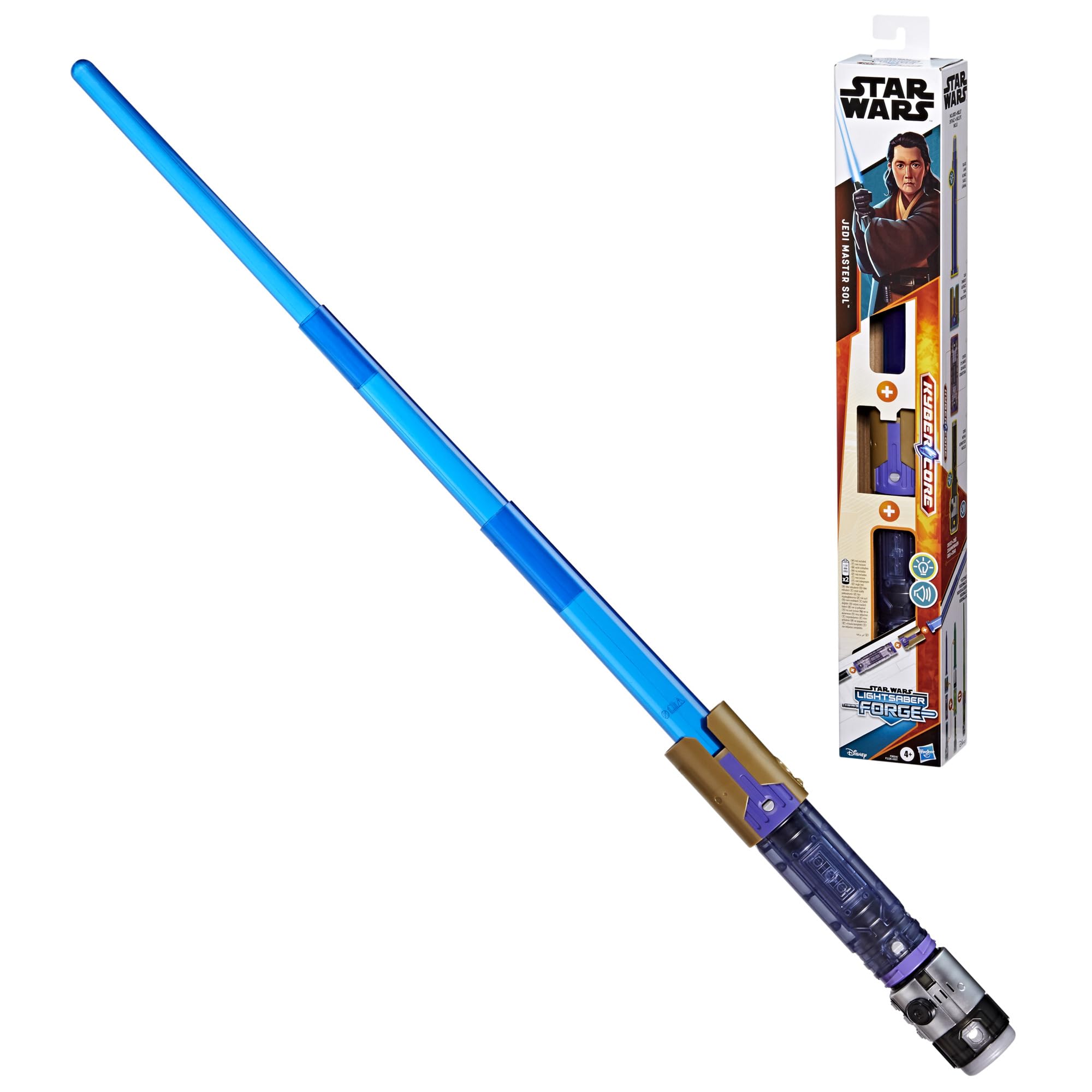Star Wars Lightsaber Forge Kyber Core Sol light and sound enhance pretend battles.
