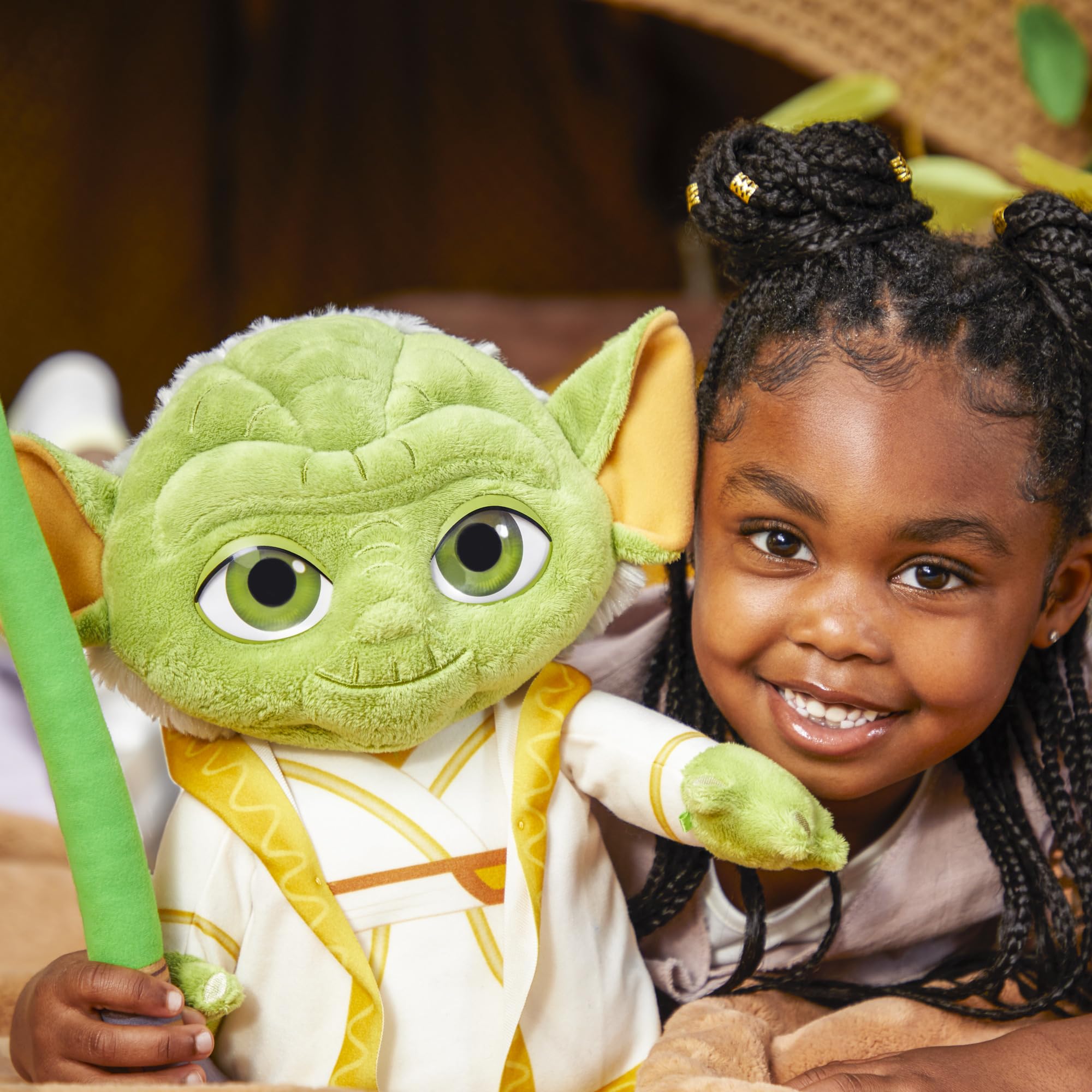 Star Wars Master Yoda Plush child hug promotes storytelling play.