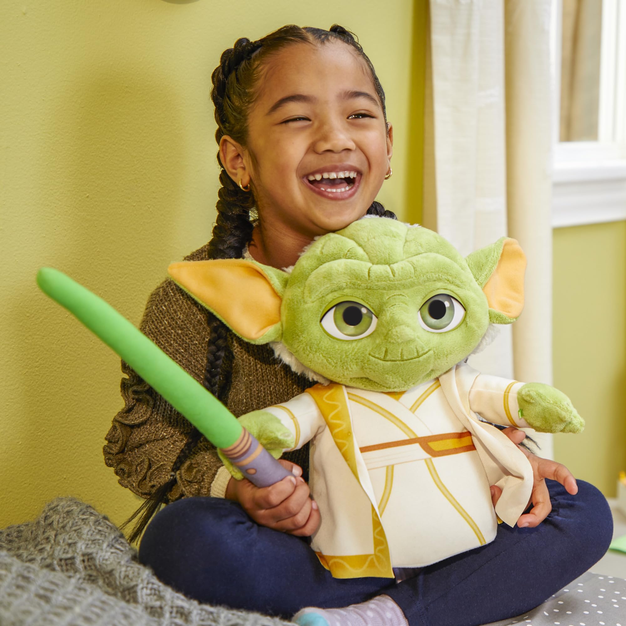 Star Wars Master Yoda Plush snuggle time for bedtime and play.