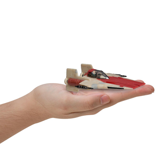 Star Wars Micro Galaxy Squadron A-Wing retractable landing gear for dynamic posing.