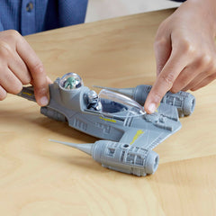 STAR WARS Mission Fleet N-1 Starfighter hatch accommodates Grogu for storytelling.