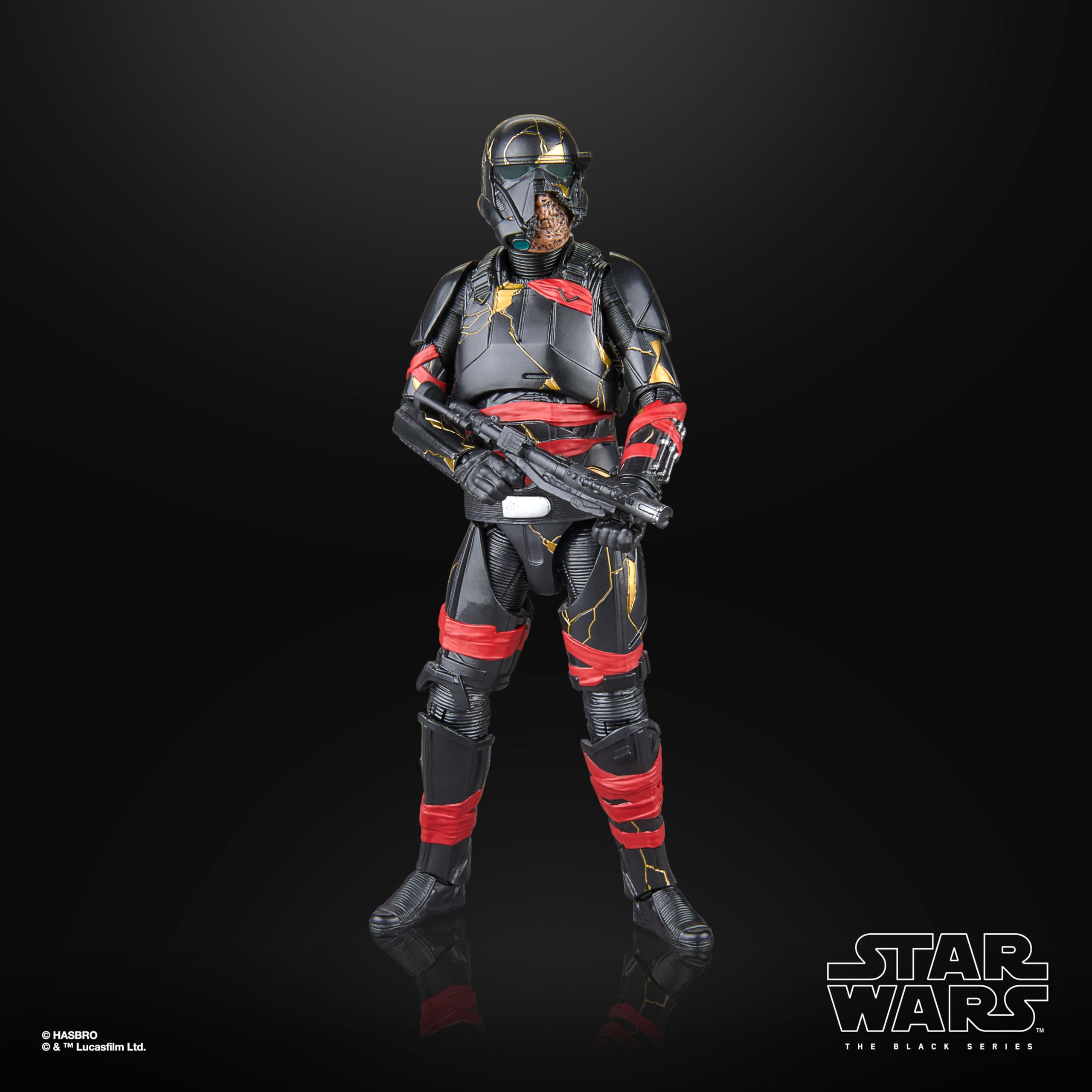STAR WARS Night Trooper cracked-helmet close-up enhances collector shelf appeal