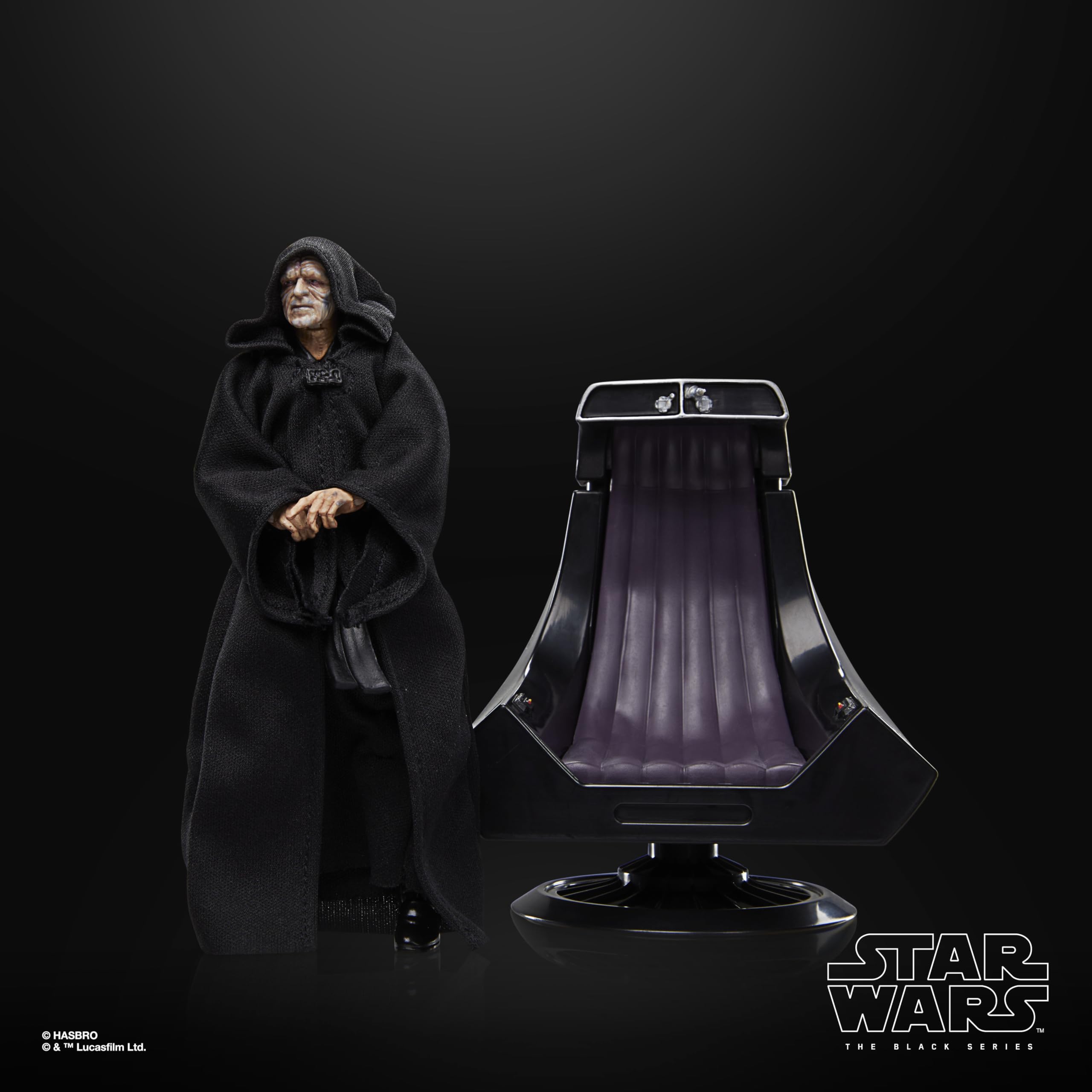 Star Wars throne packaging showcases the figure with window box presentation.