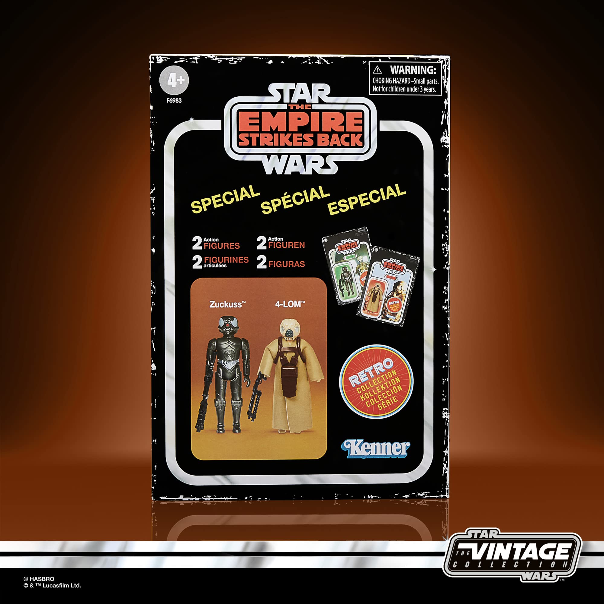 STAR WARS Retro Collection 4-LOM & Zuckuss back packaging with weathered Kenner styling