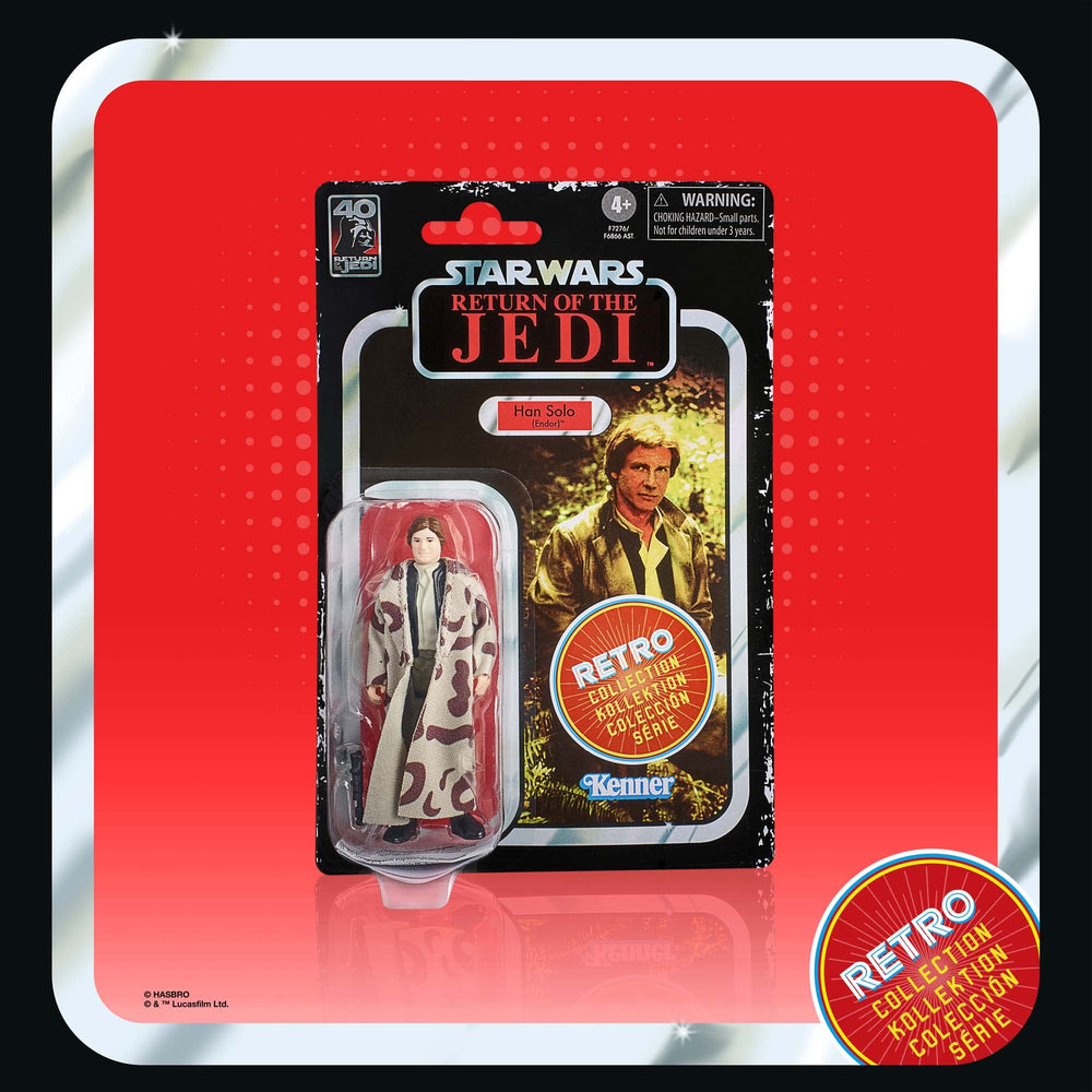 STAR WARS Han Solo Endor packaging with Kenner styling for nostalgic display