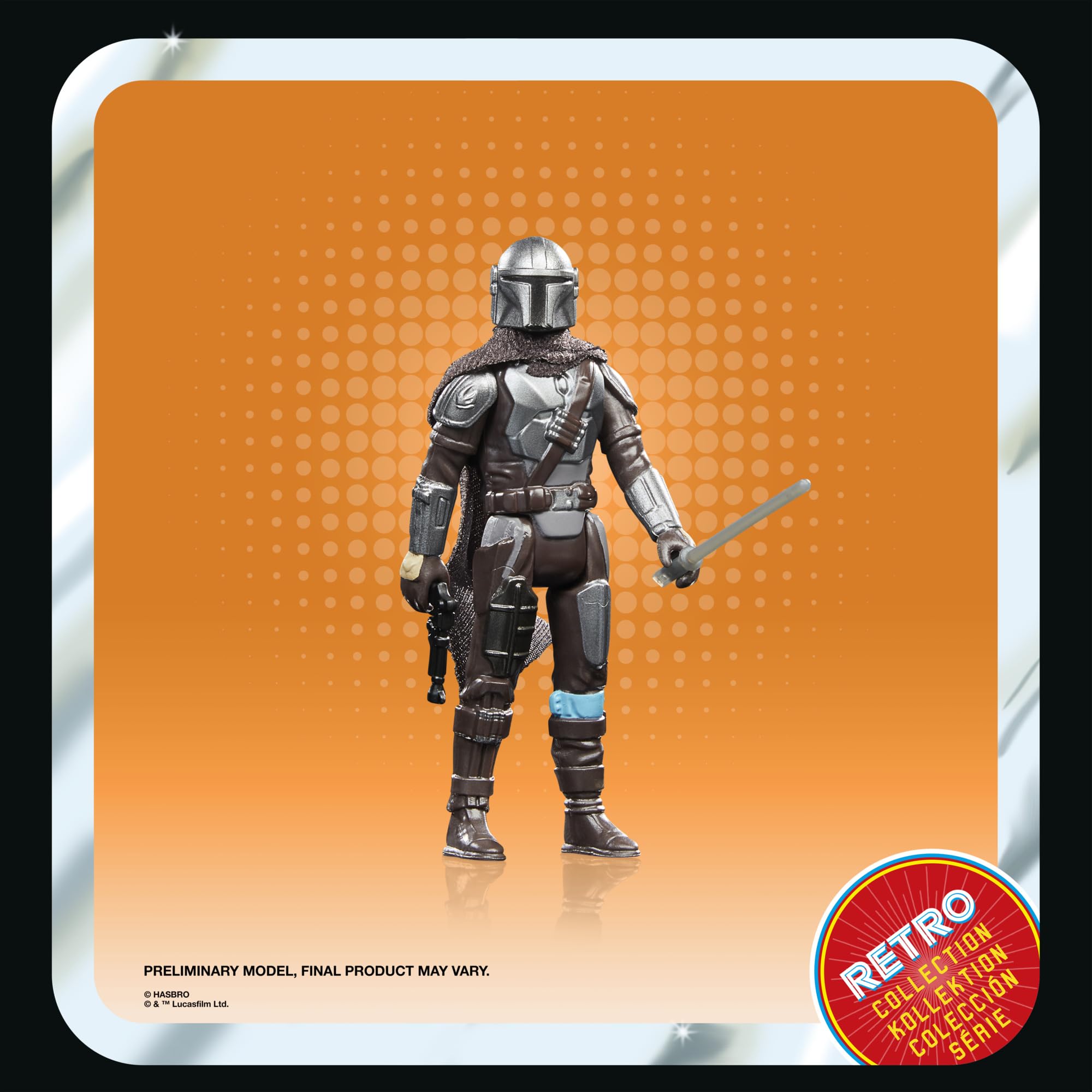 STAR WARS Retro Collection Mandalorian figure with Kenner-inspired detailing for vivid display.