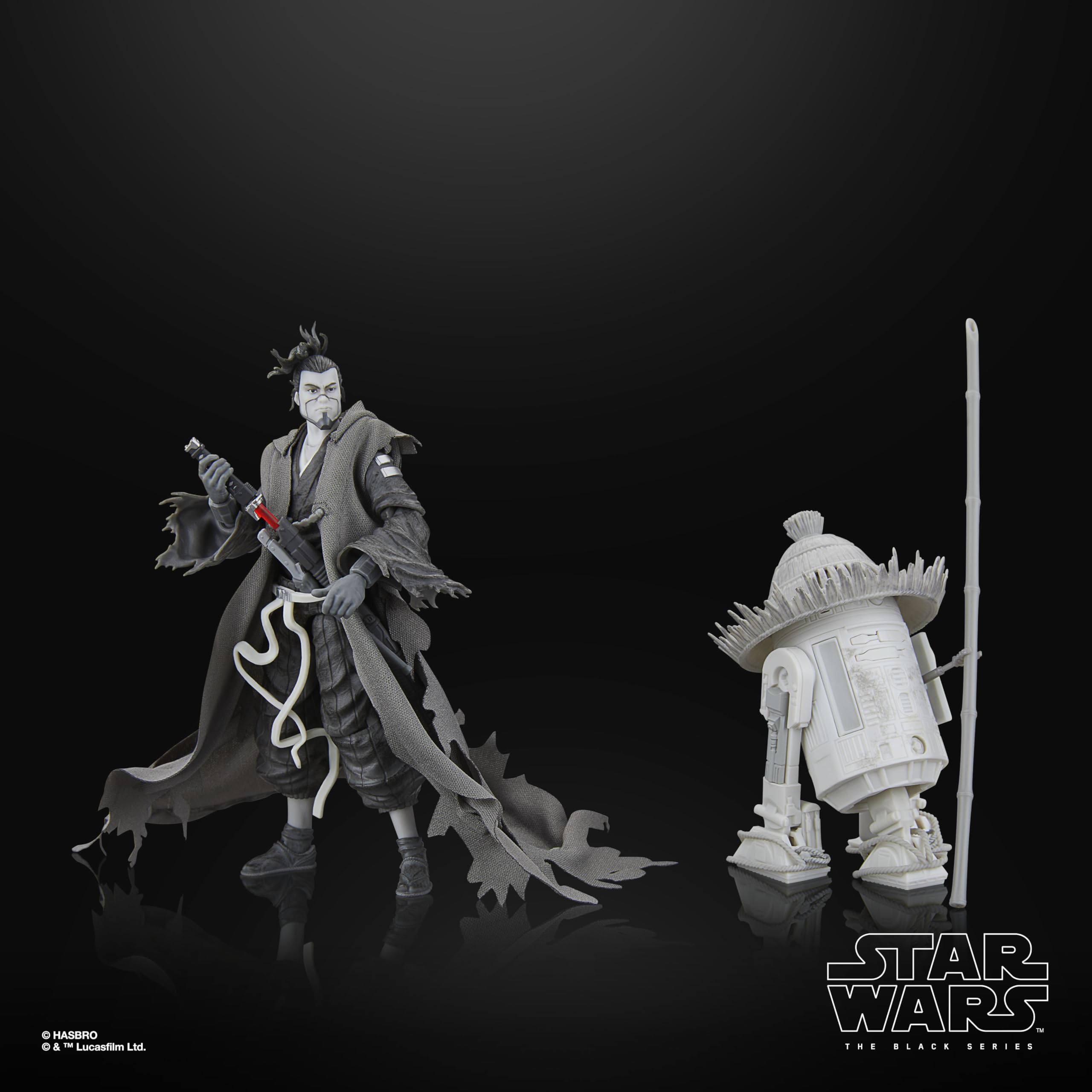 Star Wars Ronin and R5-D56 figure includes staff accessory for dynamic staging.