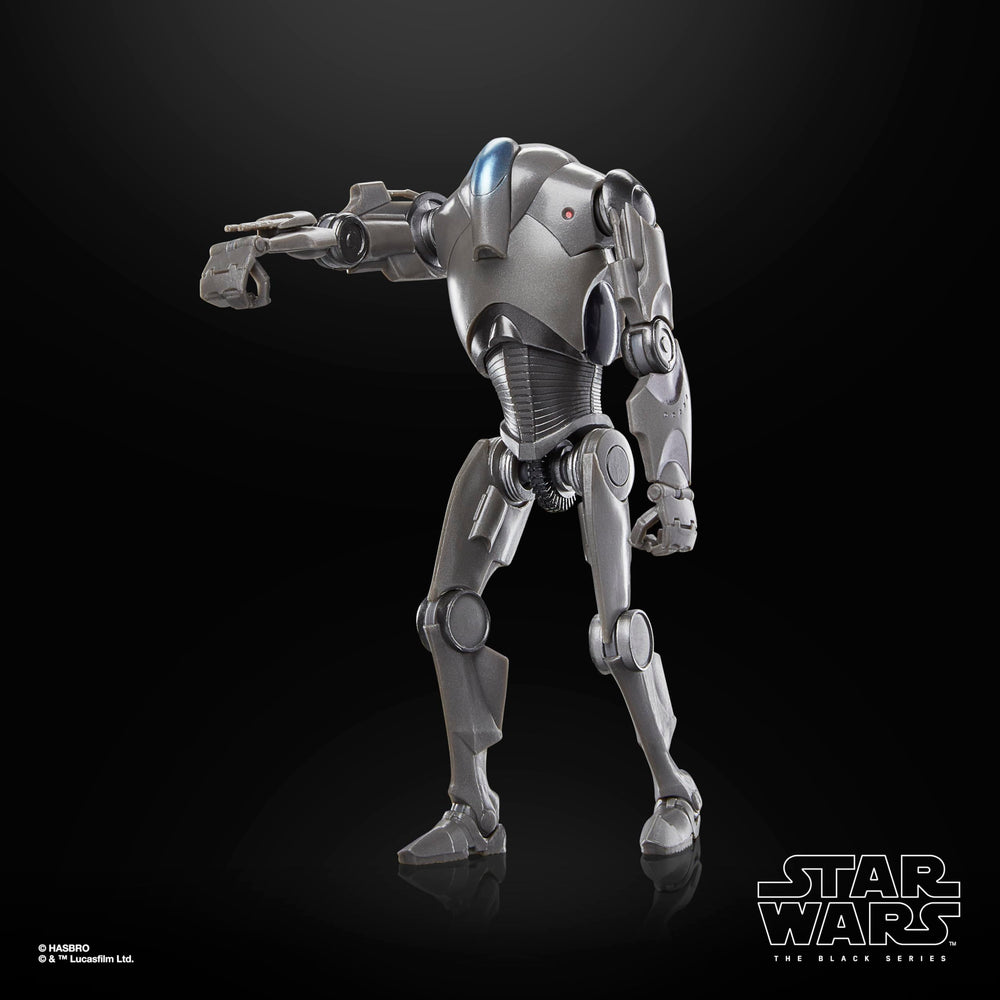 STAR WARS The Black Series Super Battle Droid cannon-fire display option.