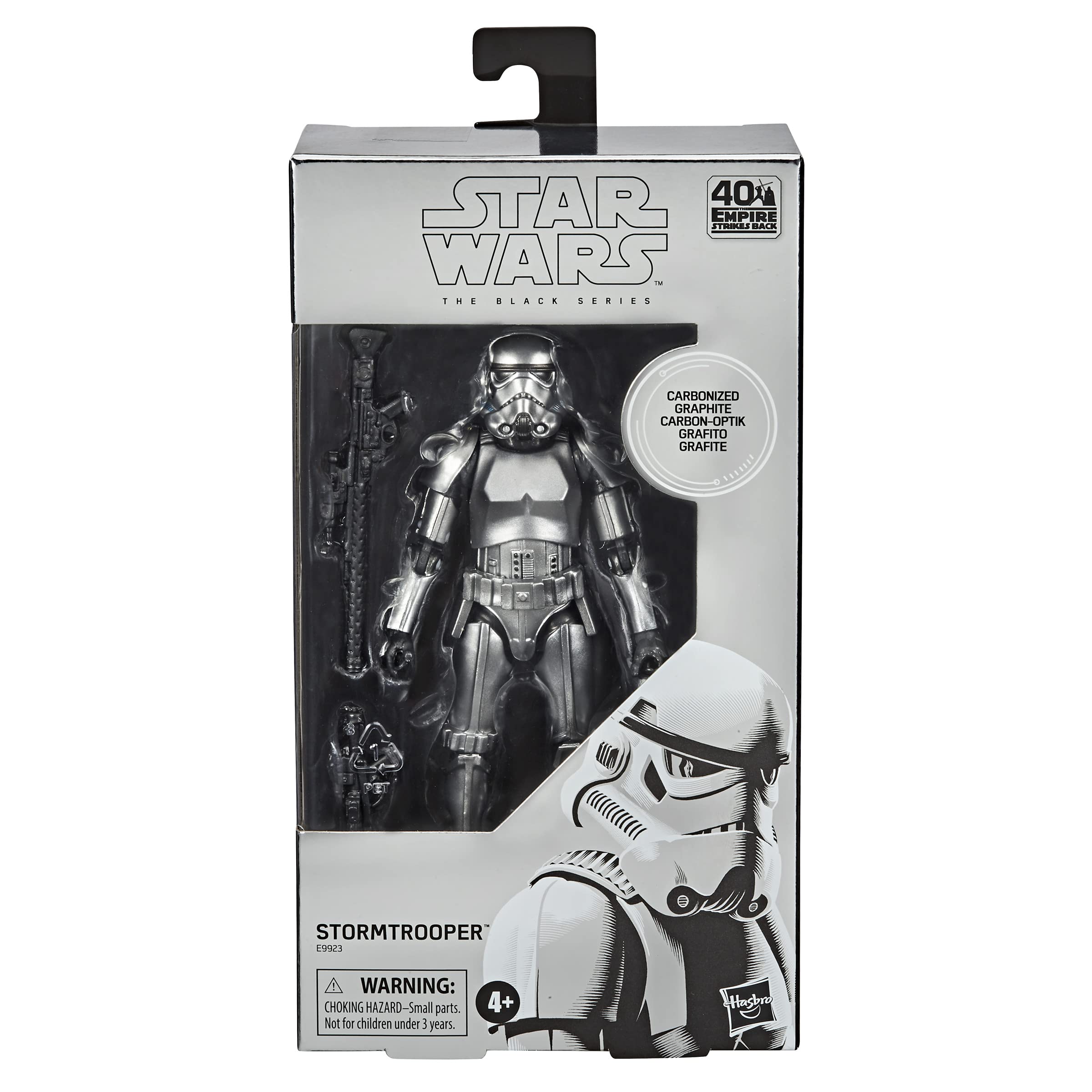 Star Wars SW BL Carbon 2nd Metallic Stormtrooper close-up finish highlights meticulous detailing.