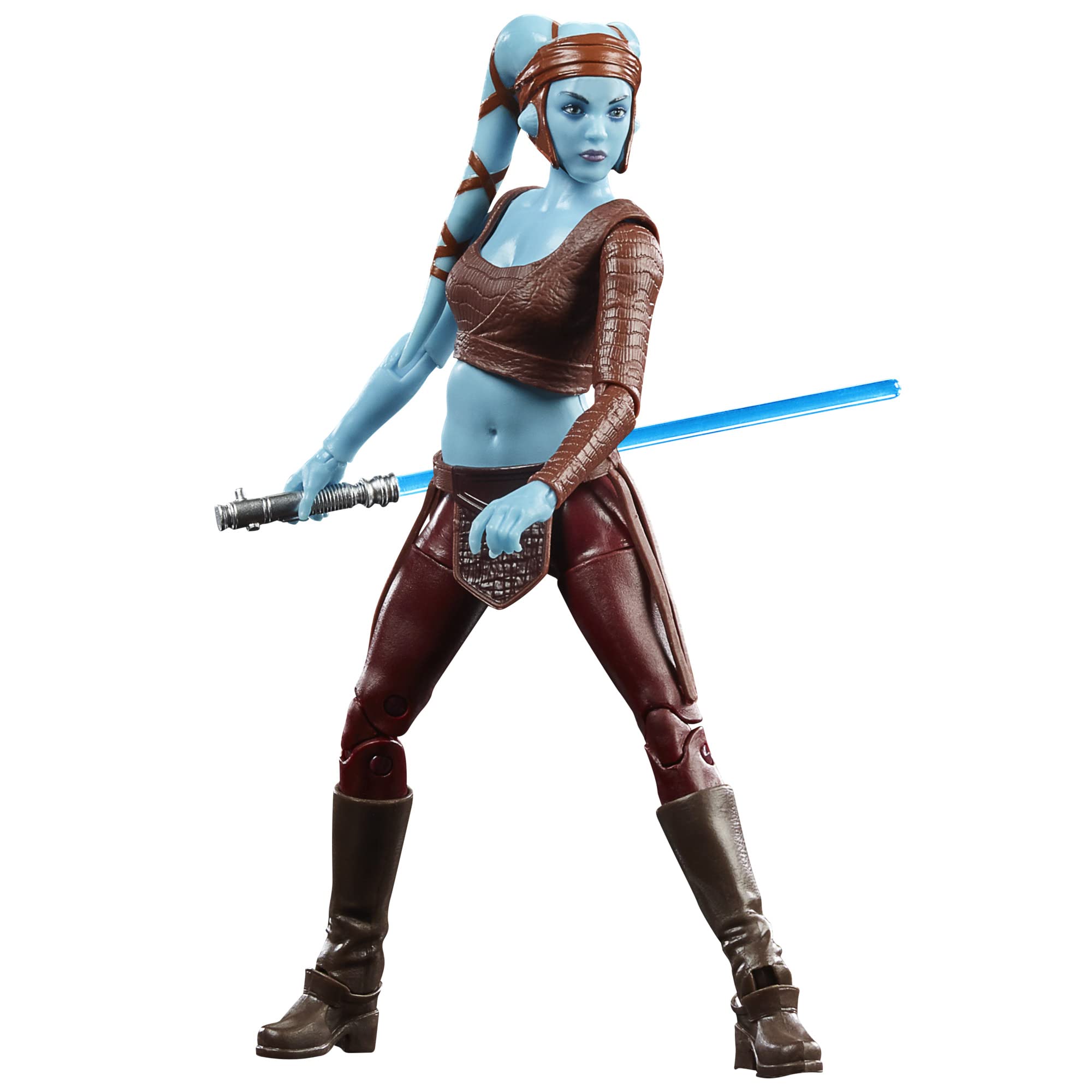 STAR WARS The Black Series Aayla Secura front view figure for display and play.