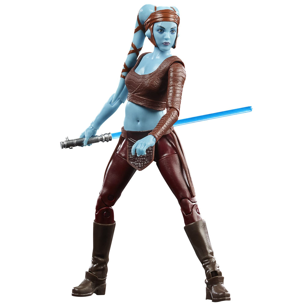 STAR WARS The Black Series Aayla Secura front view figure for display and play.