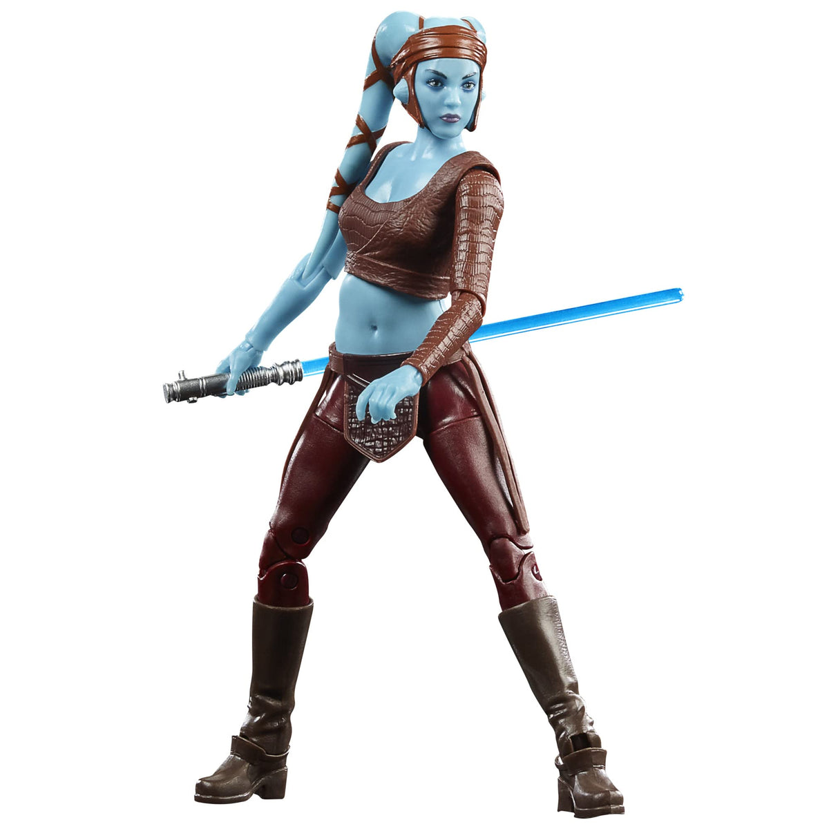 STAR WARS The Black Series Aayla Secura front view figure for display and play.