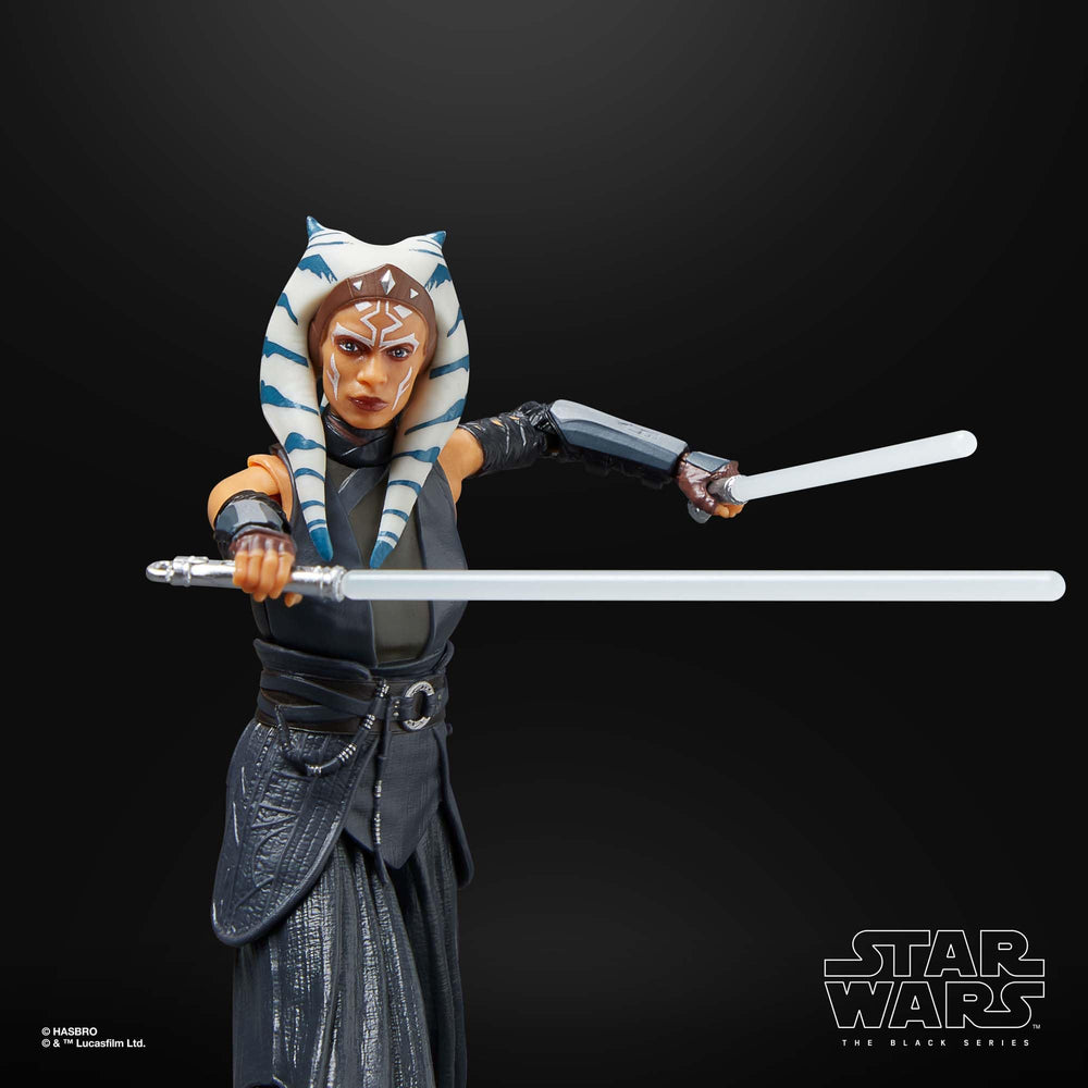 Star Wars The Black Series Ahsoka Tano figure poseable head and limbs for dynamic display.
