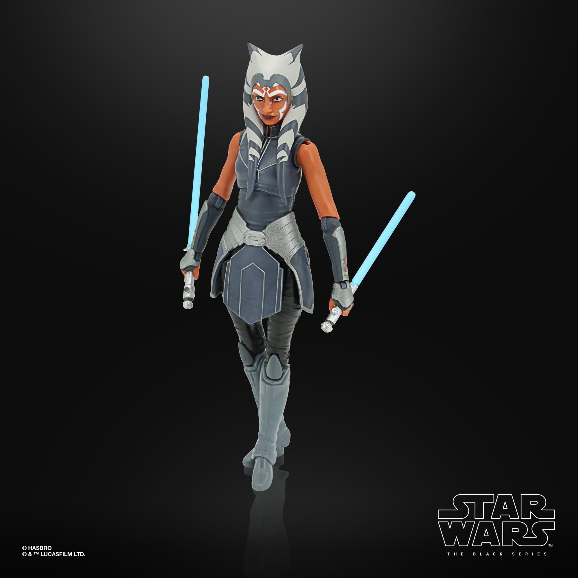 STAR WARS The Black Series Ahsoka Tano figure includes two accessories for play.
