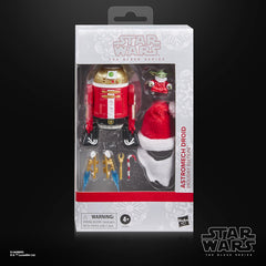 Star Wars The Black Series Astromech Droid Holiday Edition posed for desk display.