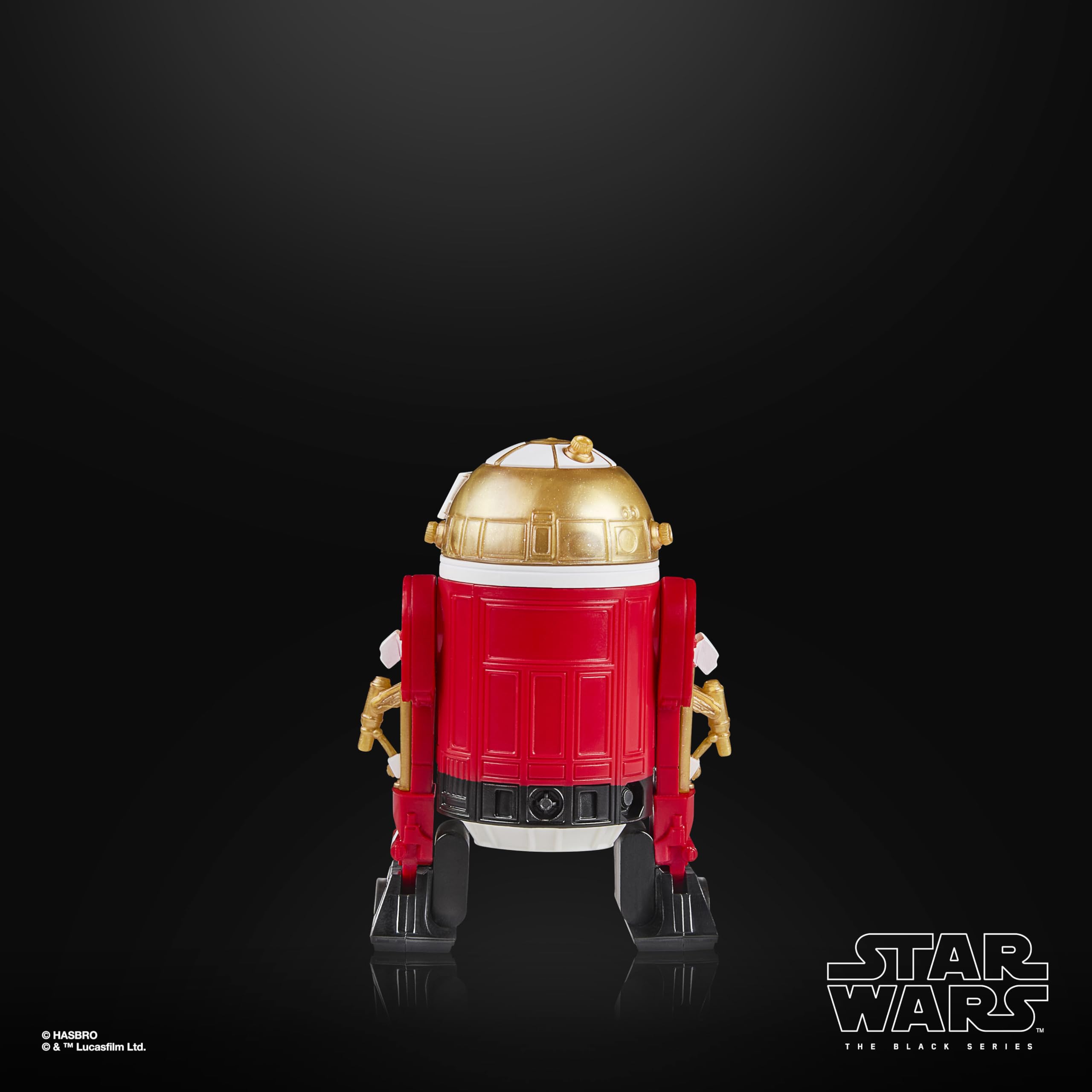 Star Wars The Black Series Astromech Droid Holiday Edition jet thrusters for dynamic scenes.