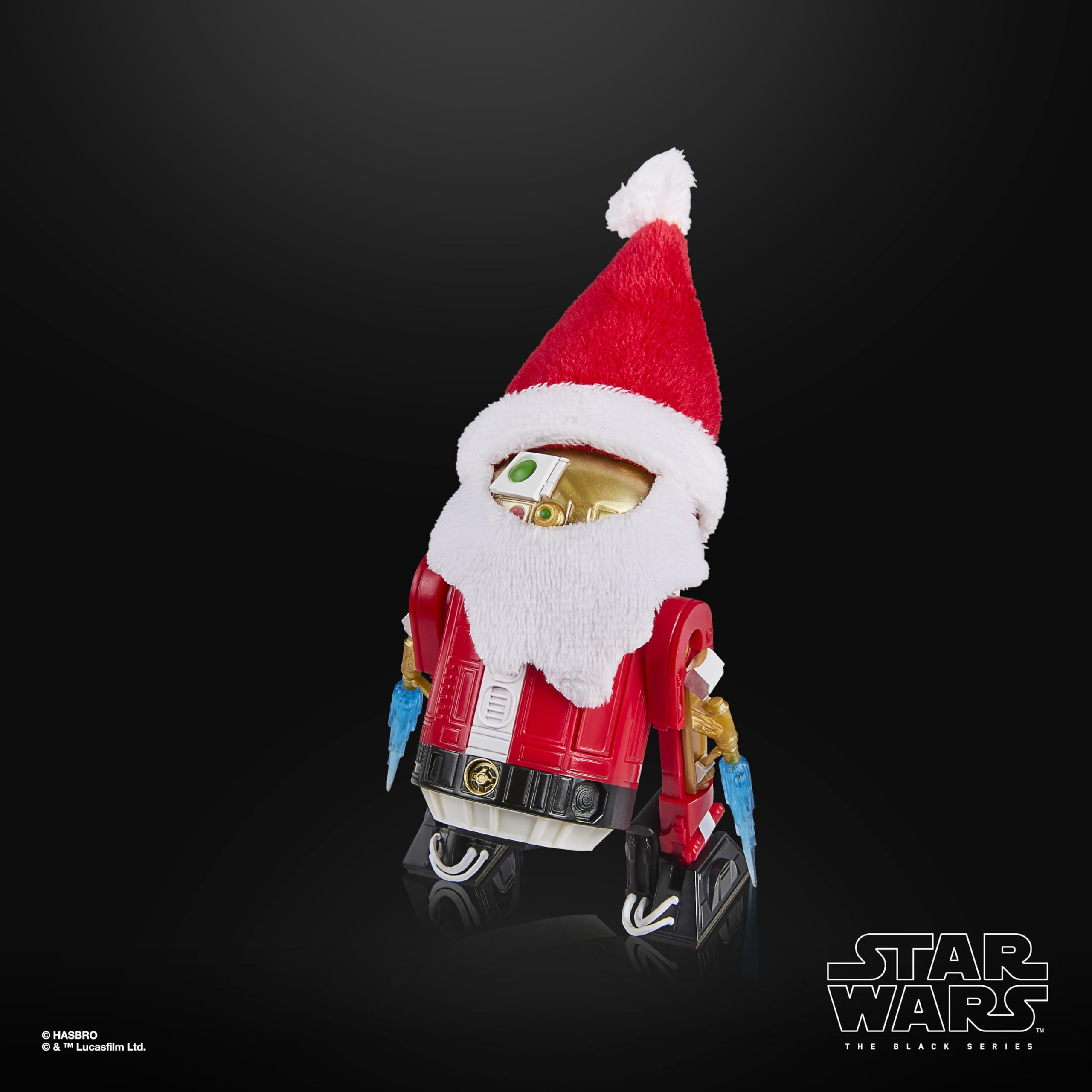 Star Wars The Black Series Astromech Droid Holiday Edition Santa hat adds seasonal flair.