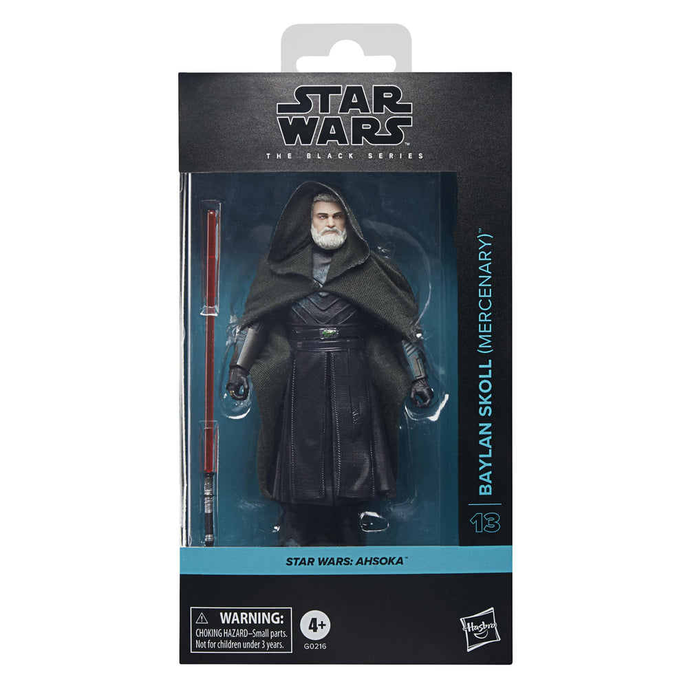Window box packaging highlights Star Wars The Black Series Baylan Skoll on shelves.