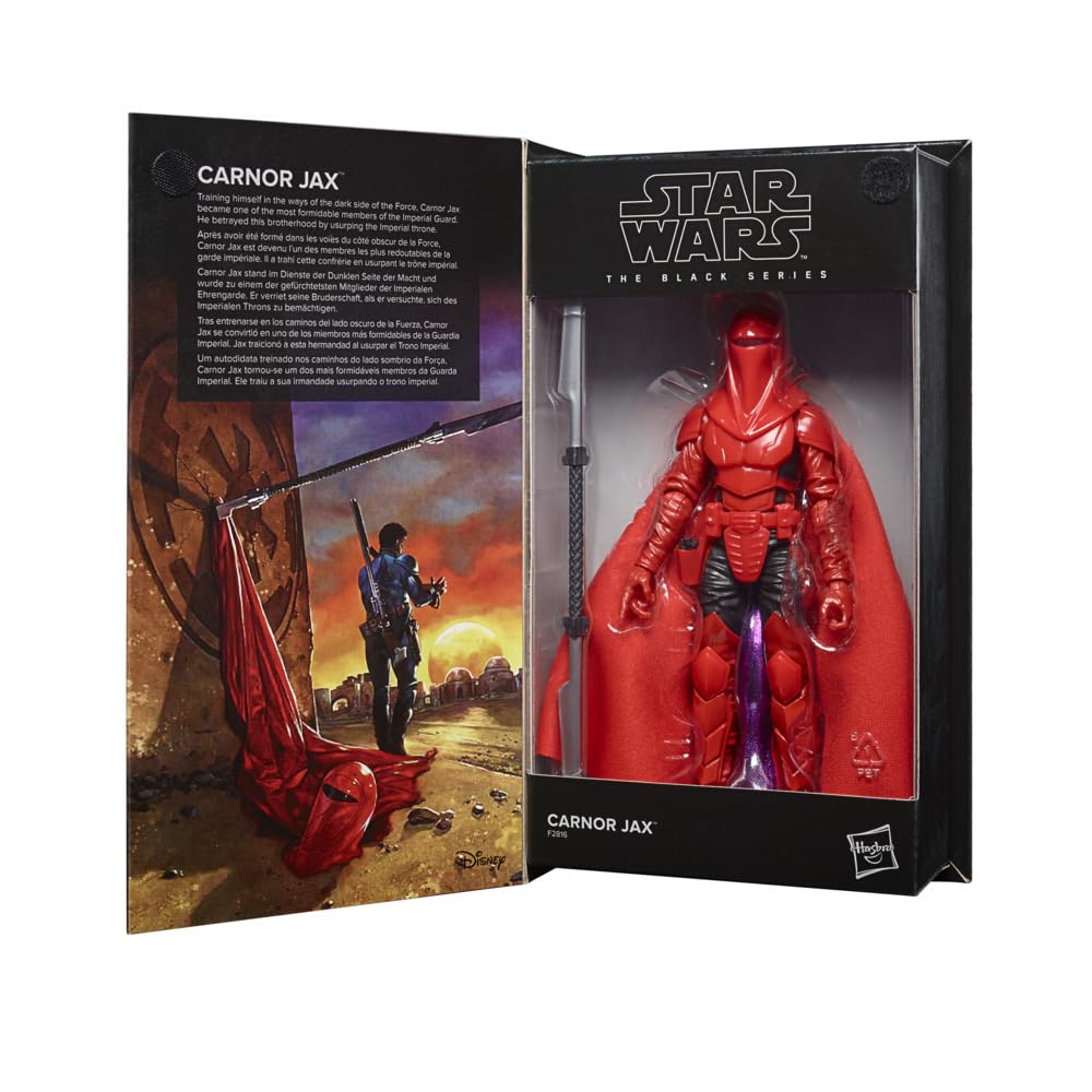 Star Wars The Black Series Carnor Jax figure on display with premium deco.