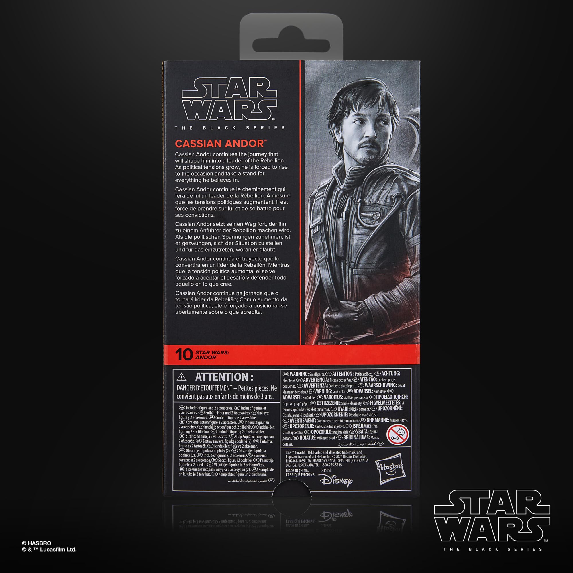 STAR WARS The Black Series Cassian Andor premium deco close-up highlights detailed sculpt.