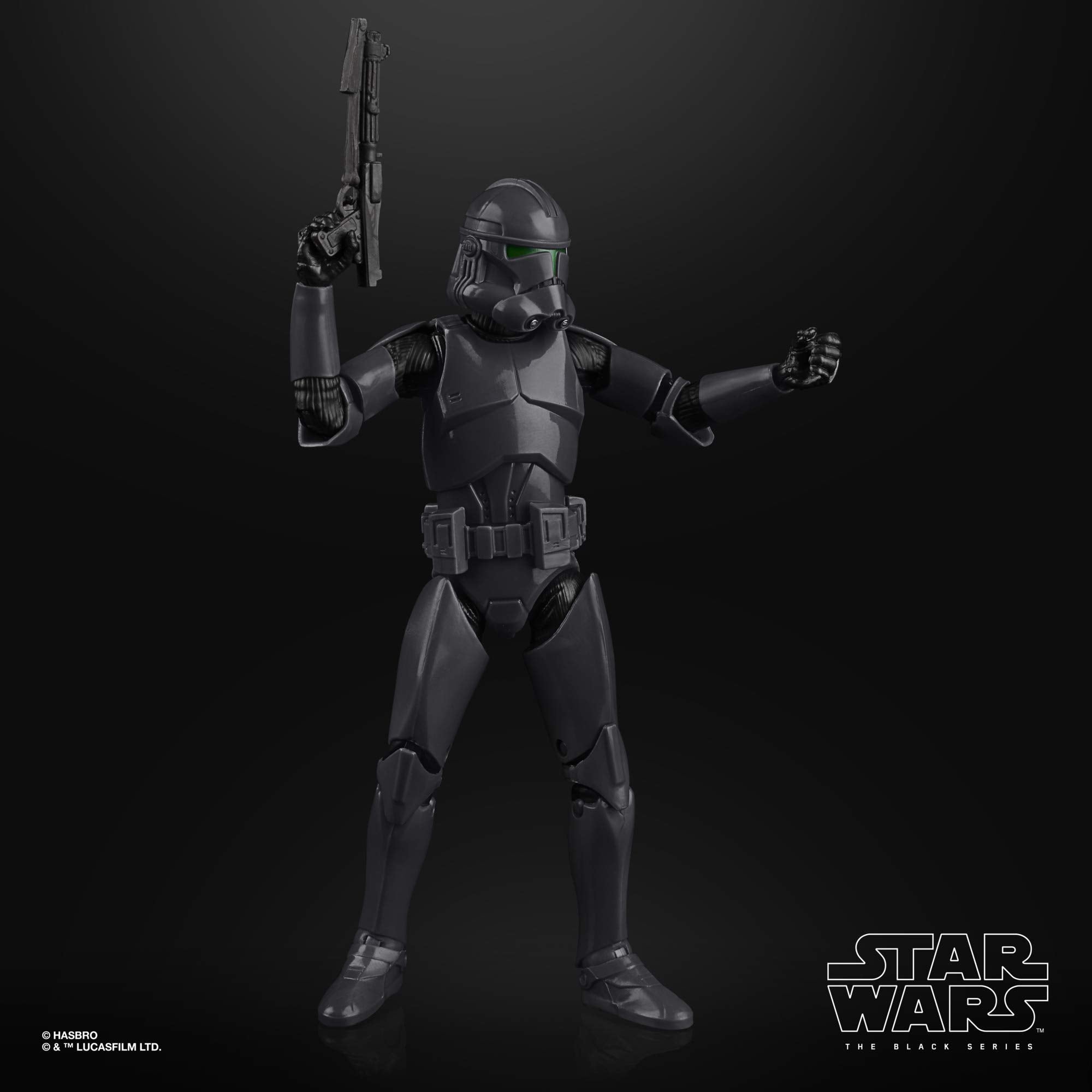STAR WARS The Black Series Elite Squad Trooper pose-side view highlight