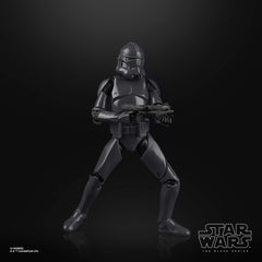 STAR WARS The Black Series Elite Squad Trooper scale figure beside other characters