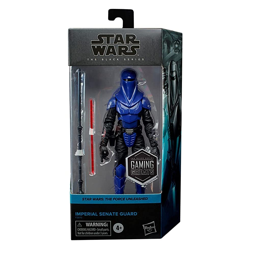 Star Wars The Black Series Gaming Greats Imperial Senate Guard blue figure in dynamic pose for display