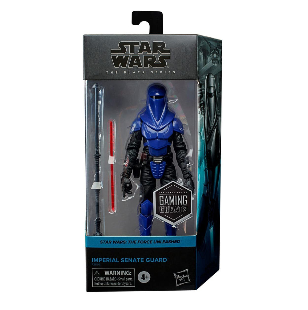 Star Wars The Black Series Gaming Greats Imperial Senate Guard blue packaging highlights exclusive status for collectors