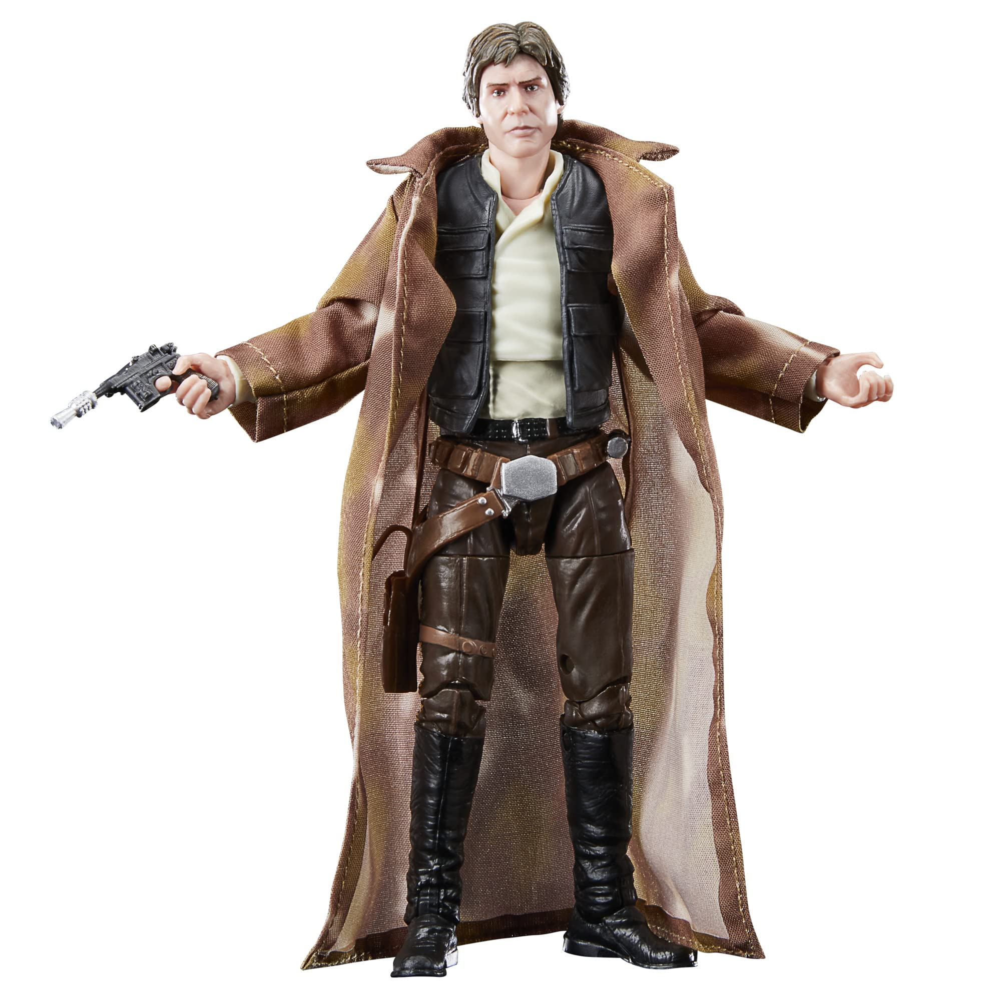 STAR WARS The Black Series Han Solo figure with full articulation for dynamic display.