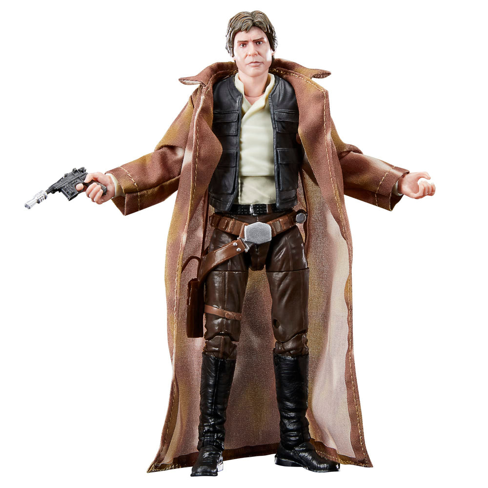 STAR WARS The Black Series Han Solo figure with full articulation for dynamic display.